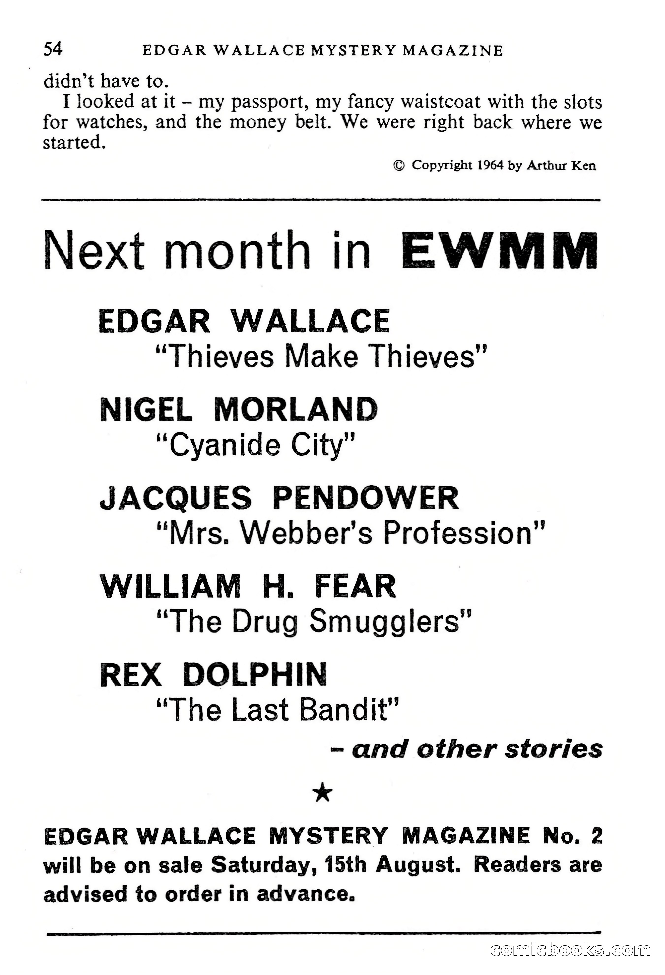 Edgar Wallace Mystery Magazine, Vol. 1, No. 1 — page 56 of 132
