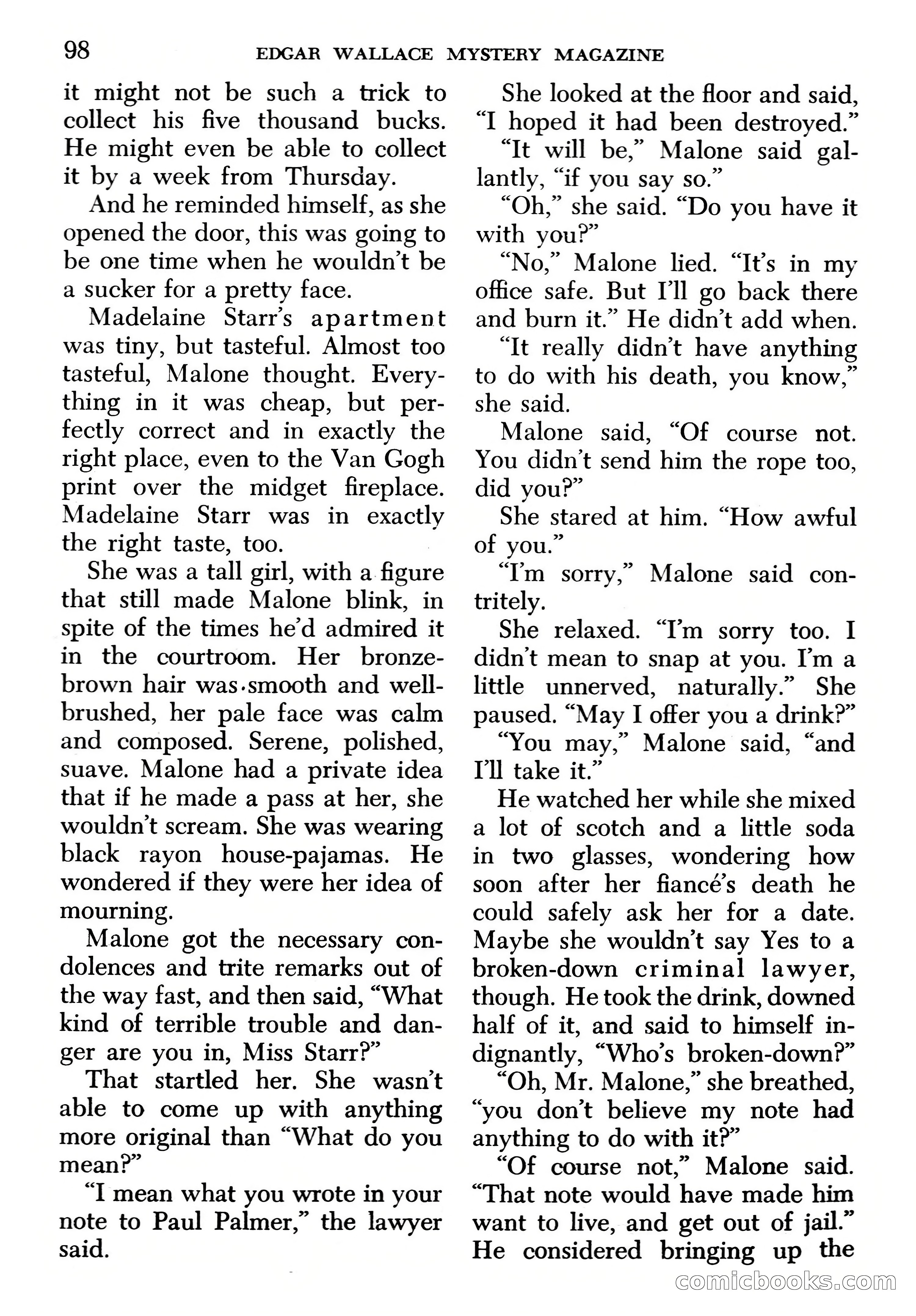 Edgar Wallace Mystery Magazine, March 1966 — page 98 of 164
