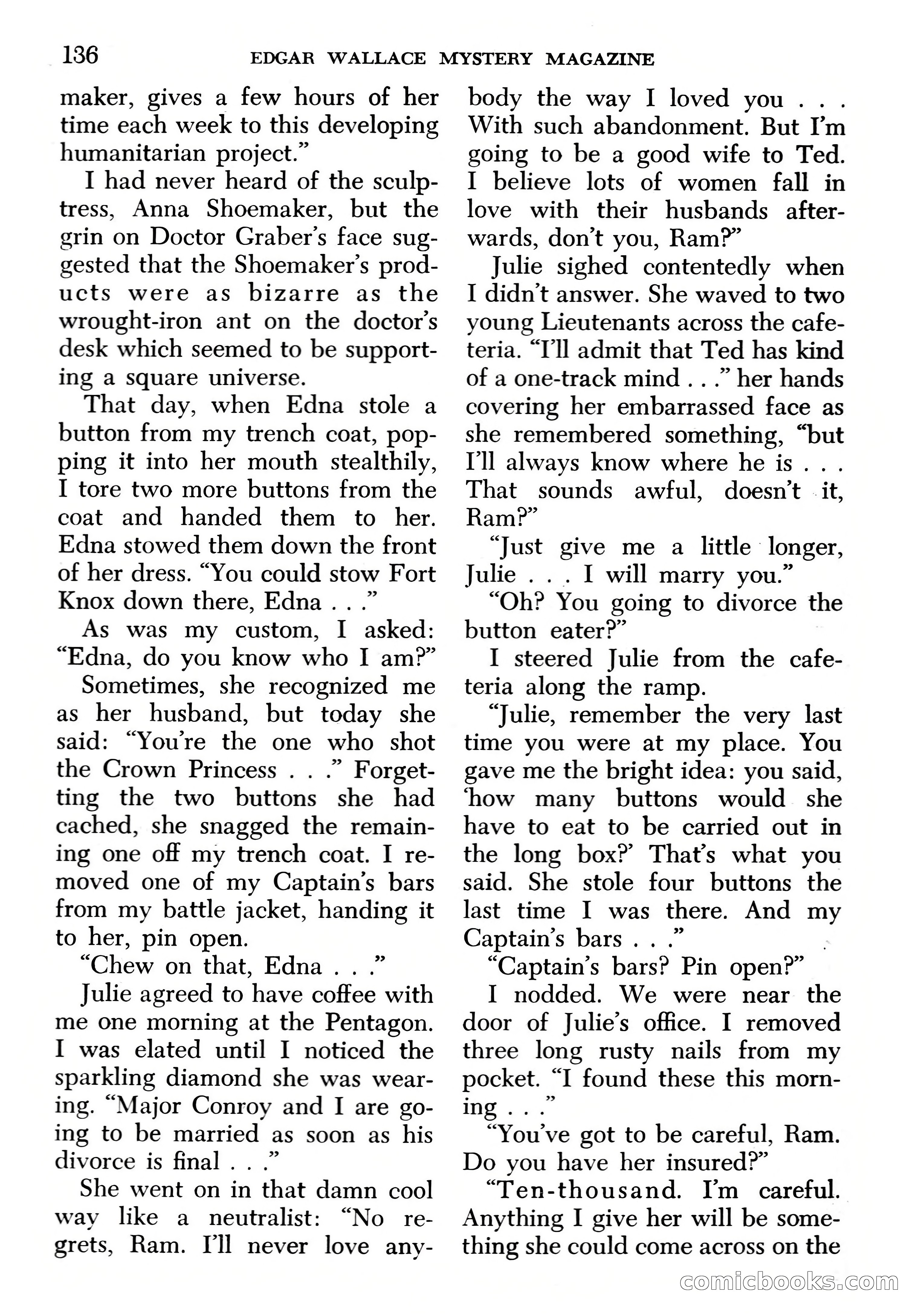 Edgar Wallace Mystery Magazine, March 1966 — page 136 of 164
