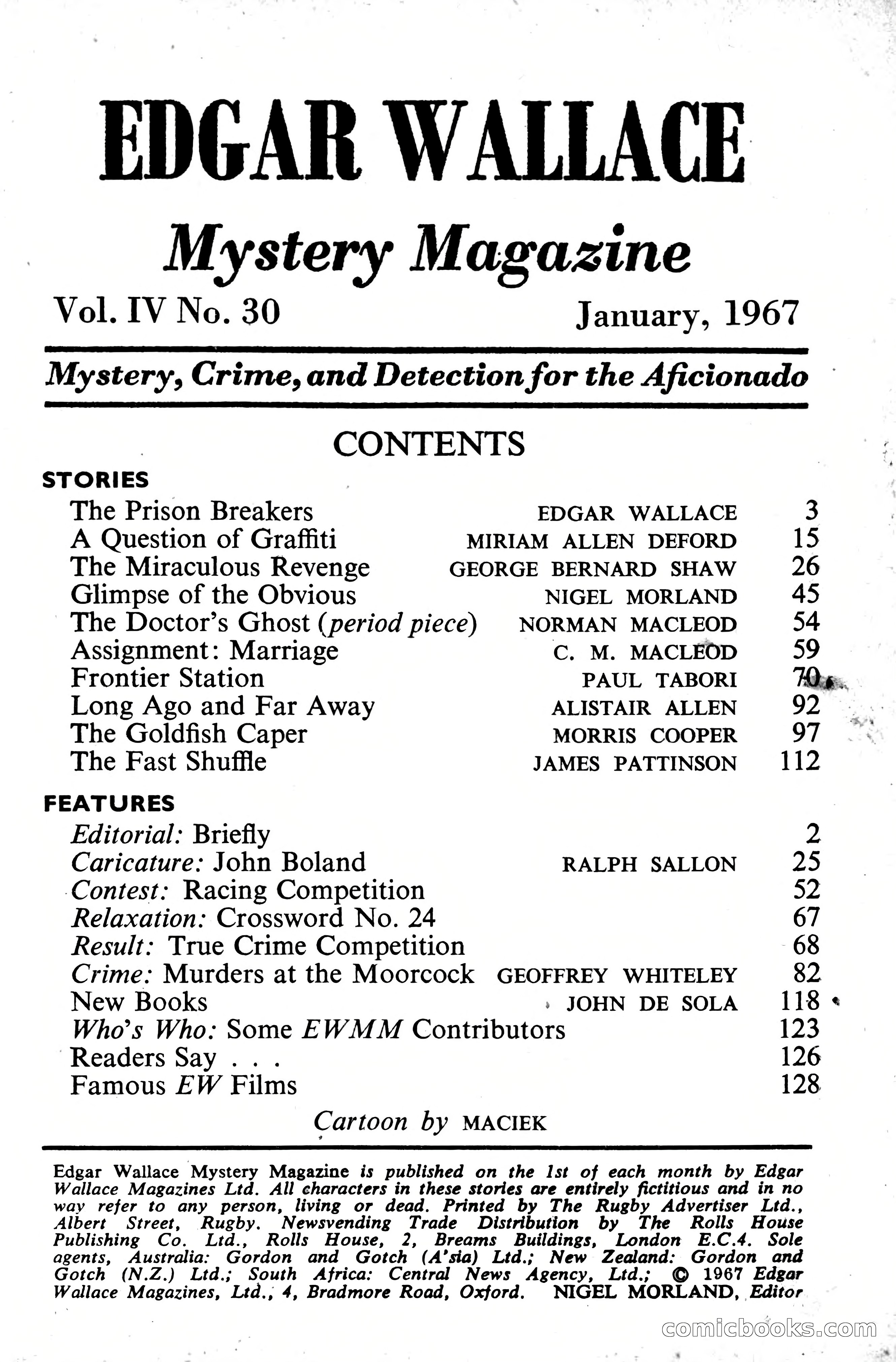 Edgar Wallace Mystery Magazine, Vol. 4, No. 30 — page 3 of 134
