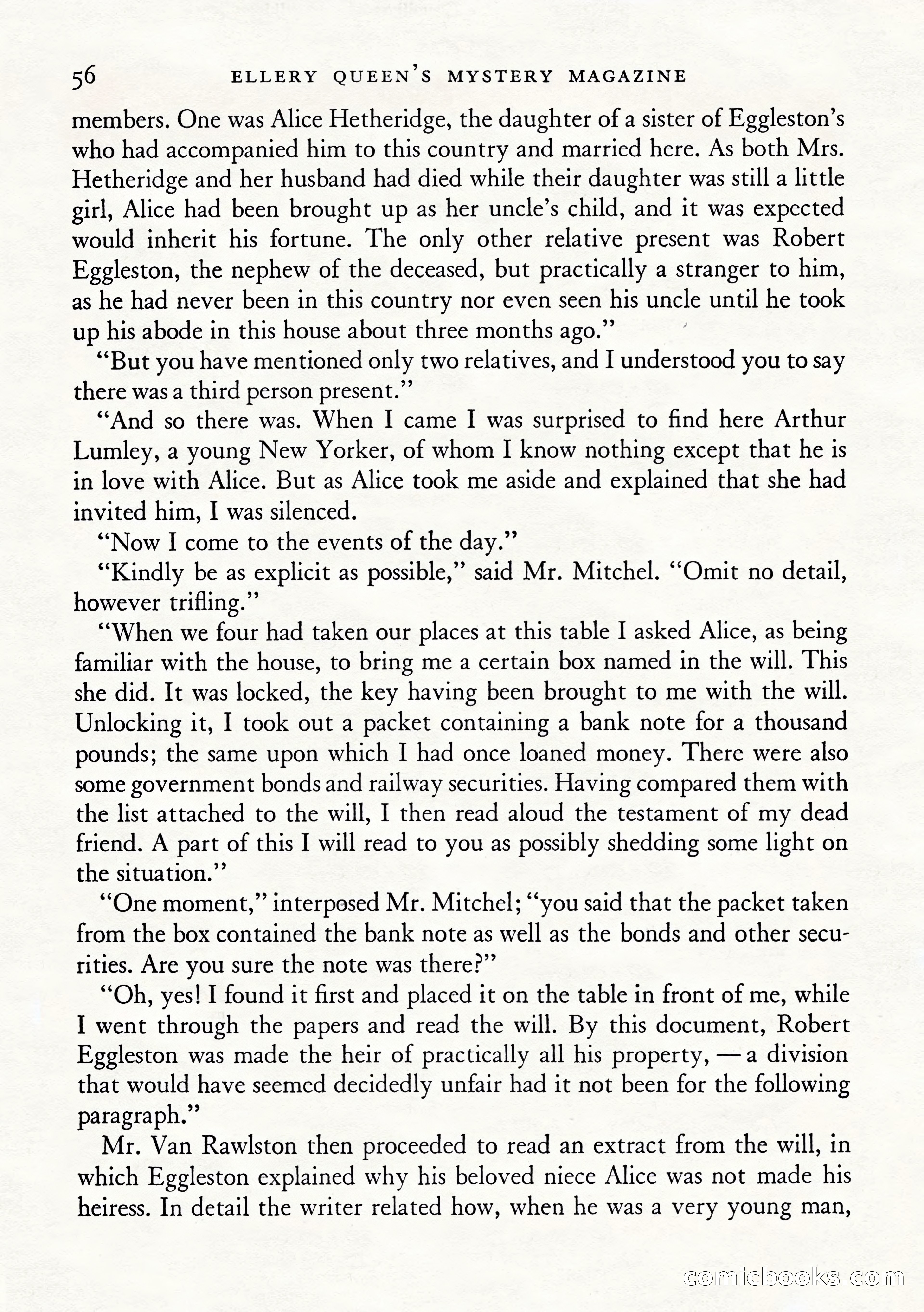 Ellery Queen's Mystery Magazine, January 1943 — page 58 of 132