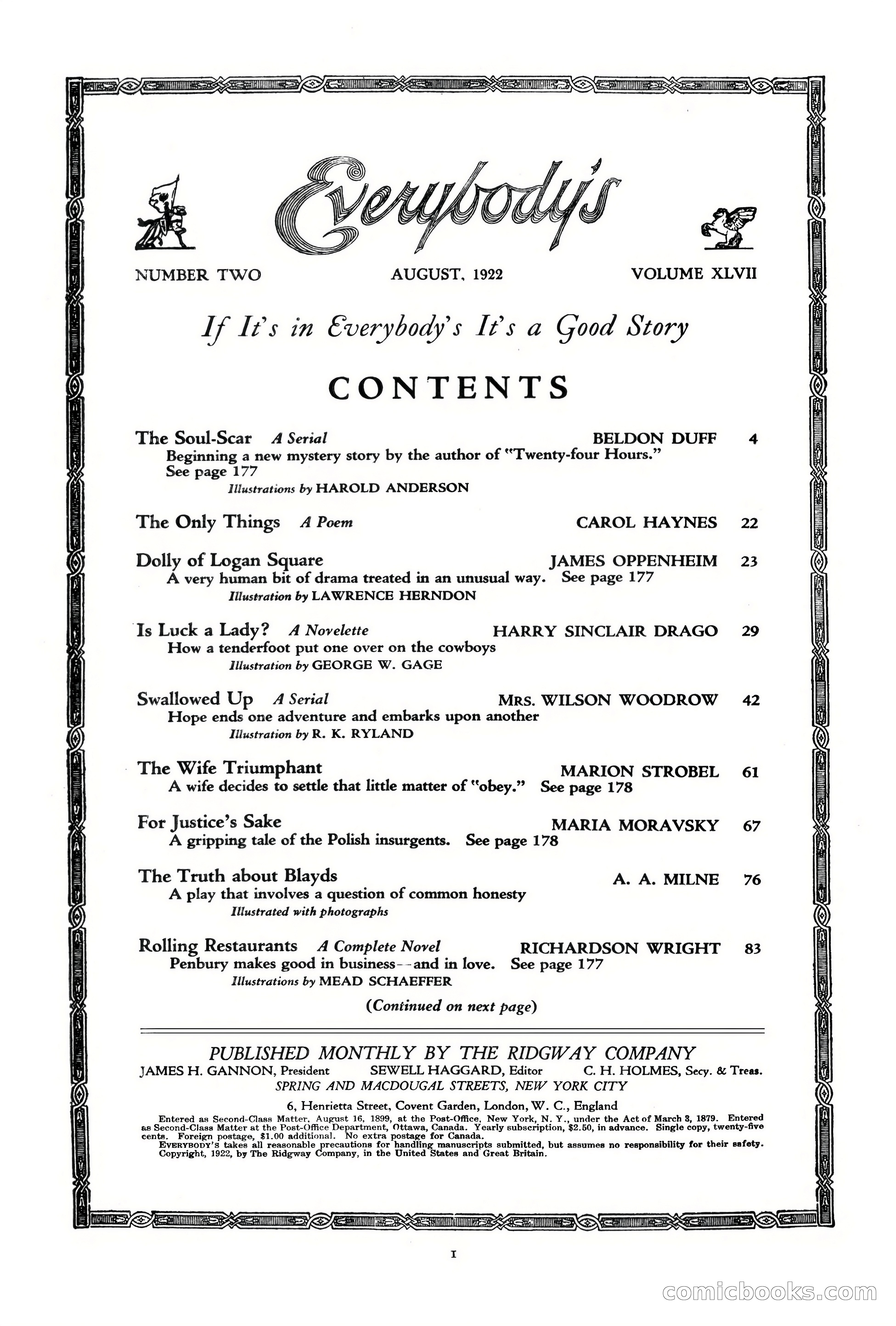 Everybody's Magazine, August 1922 — page 7 of 196