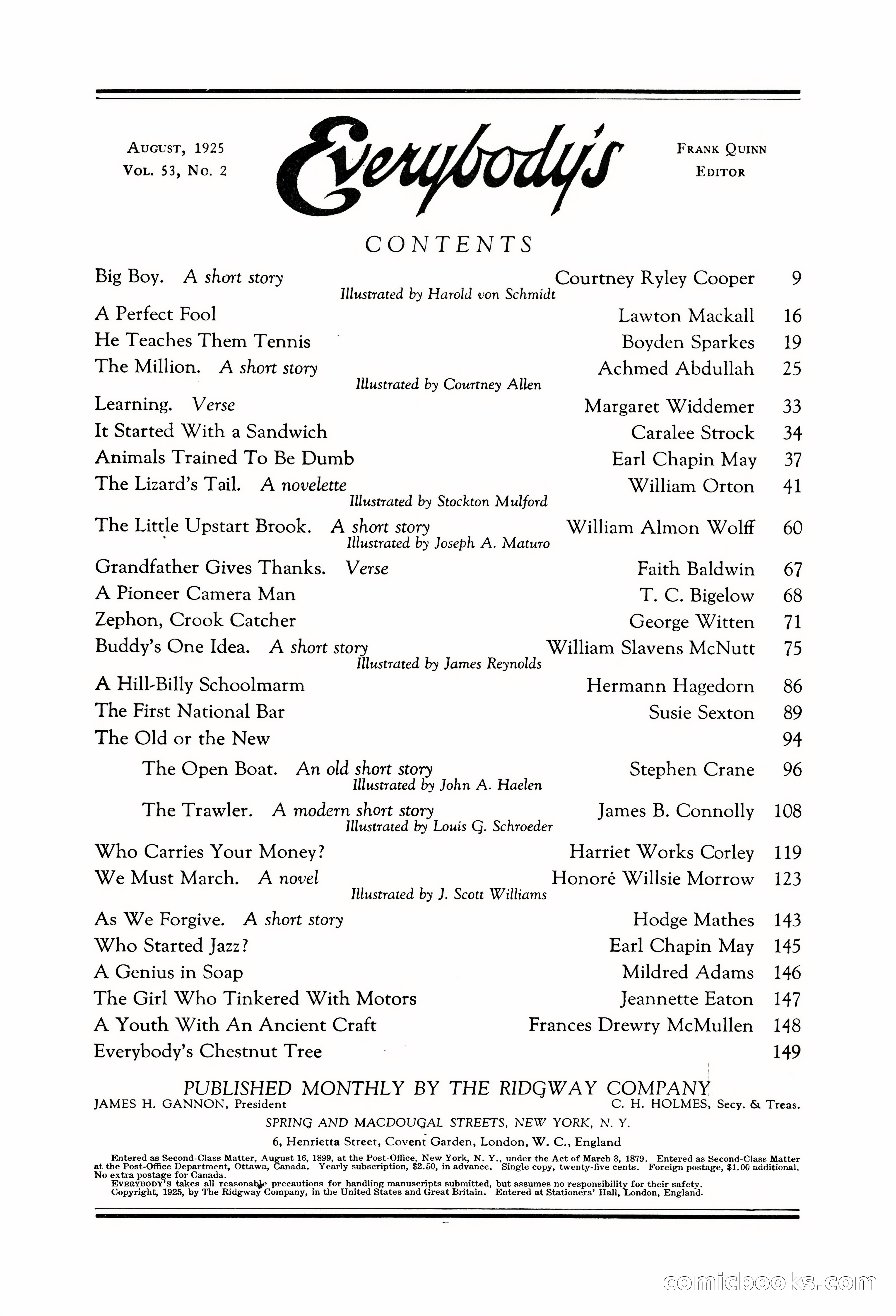 Everybody's Magazine, August 1925 — page 9 of 188