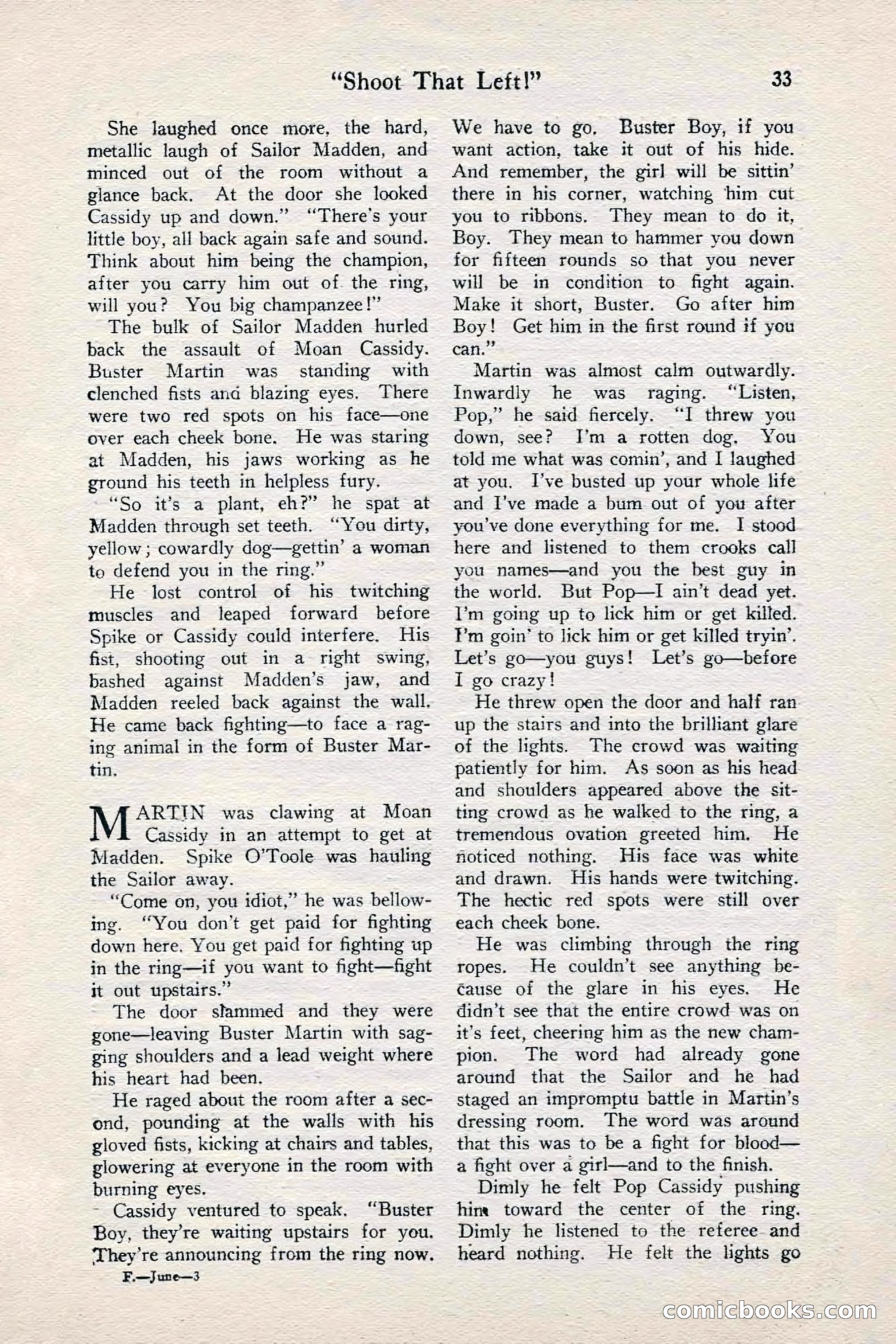 Fight Stories, June 1928 — page 35 of 132