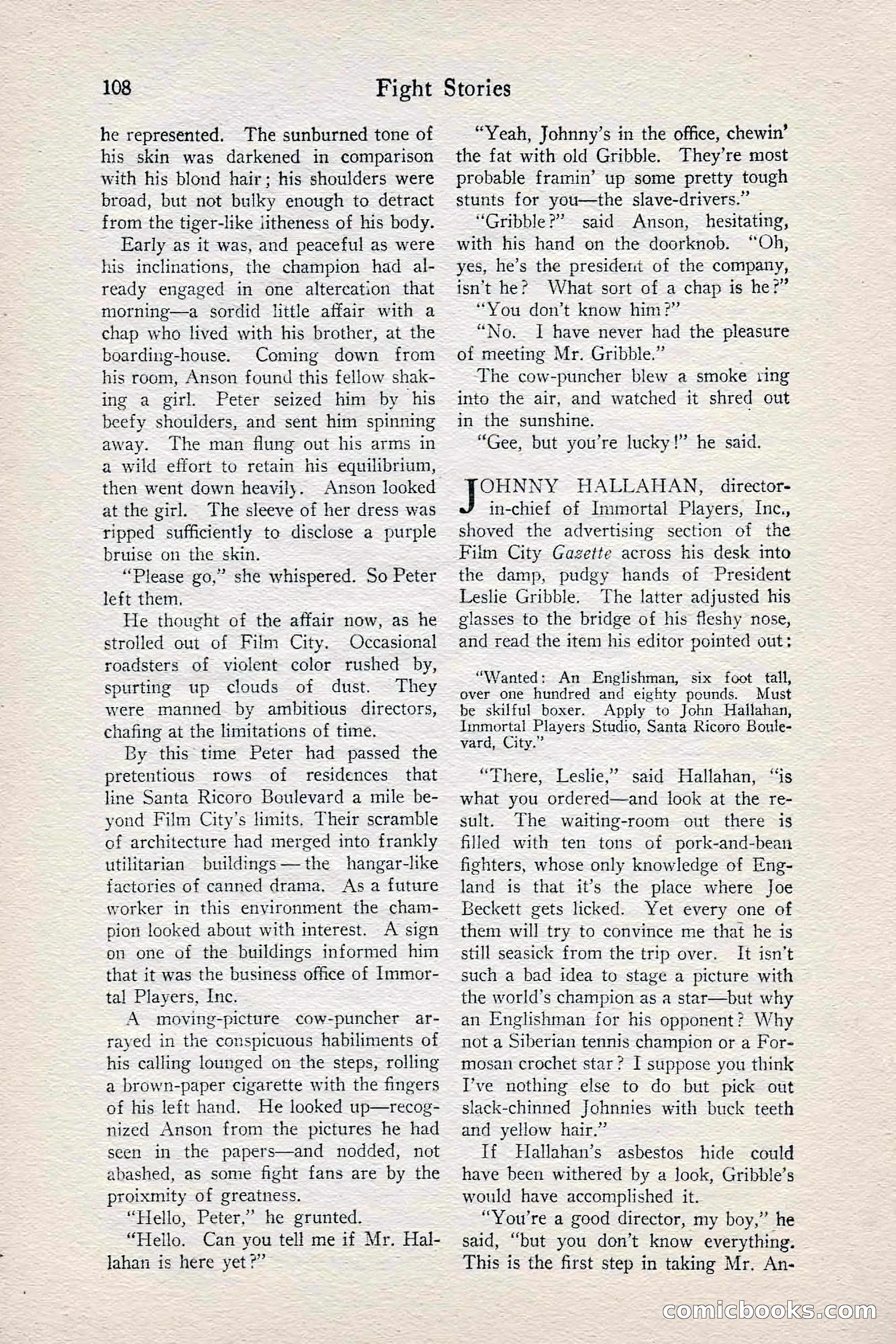 Fight Stories, June 1928 — page 110 of 132