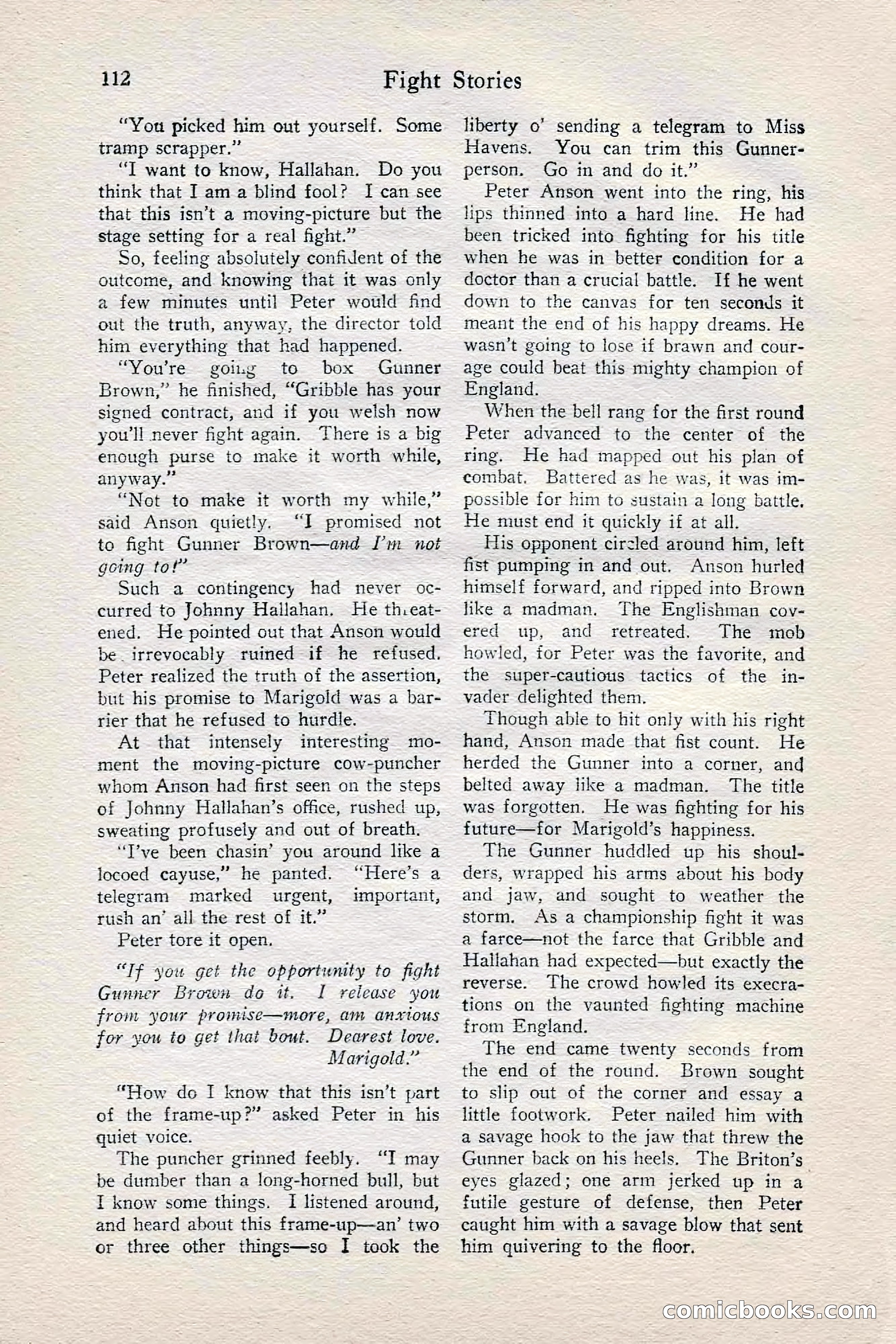 Fight Stories, June 1928 — page 114 of 132