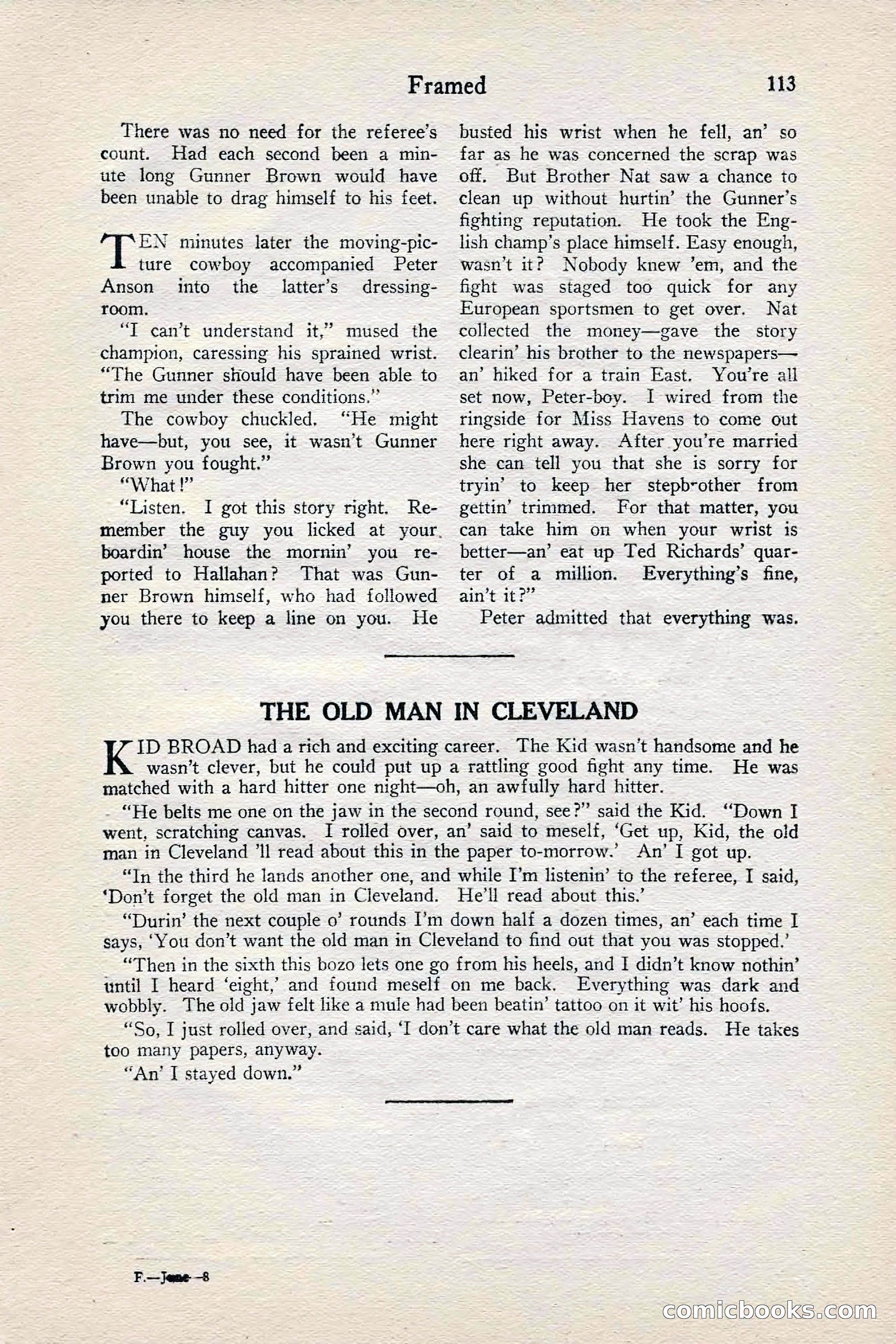 Fight Stories, June 1928 — page 115 of 132