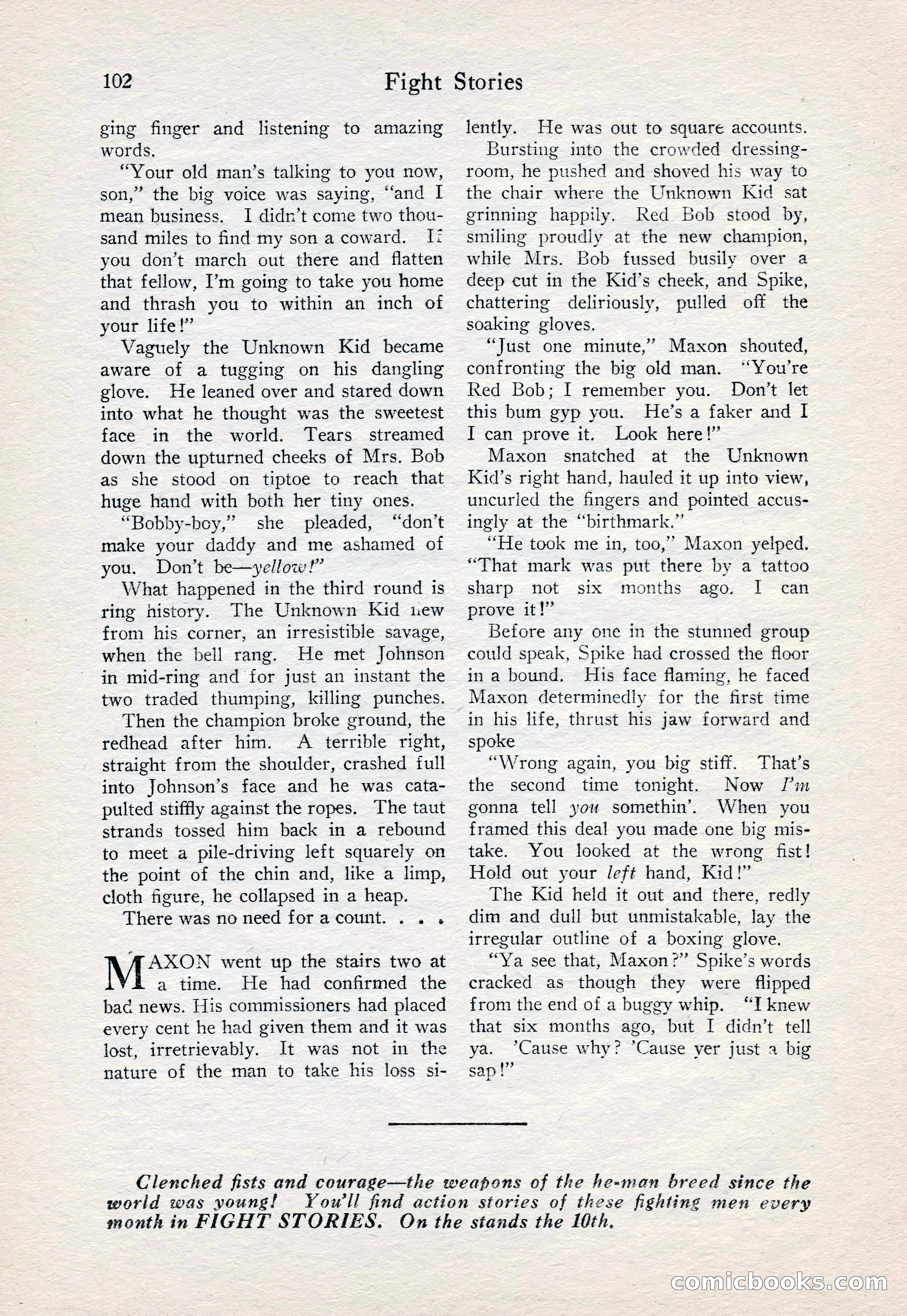 Fight Stories, June 1928 — page 104 of 133