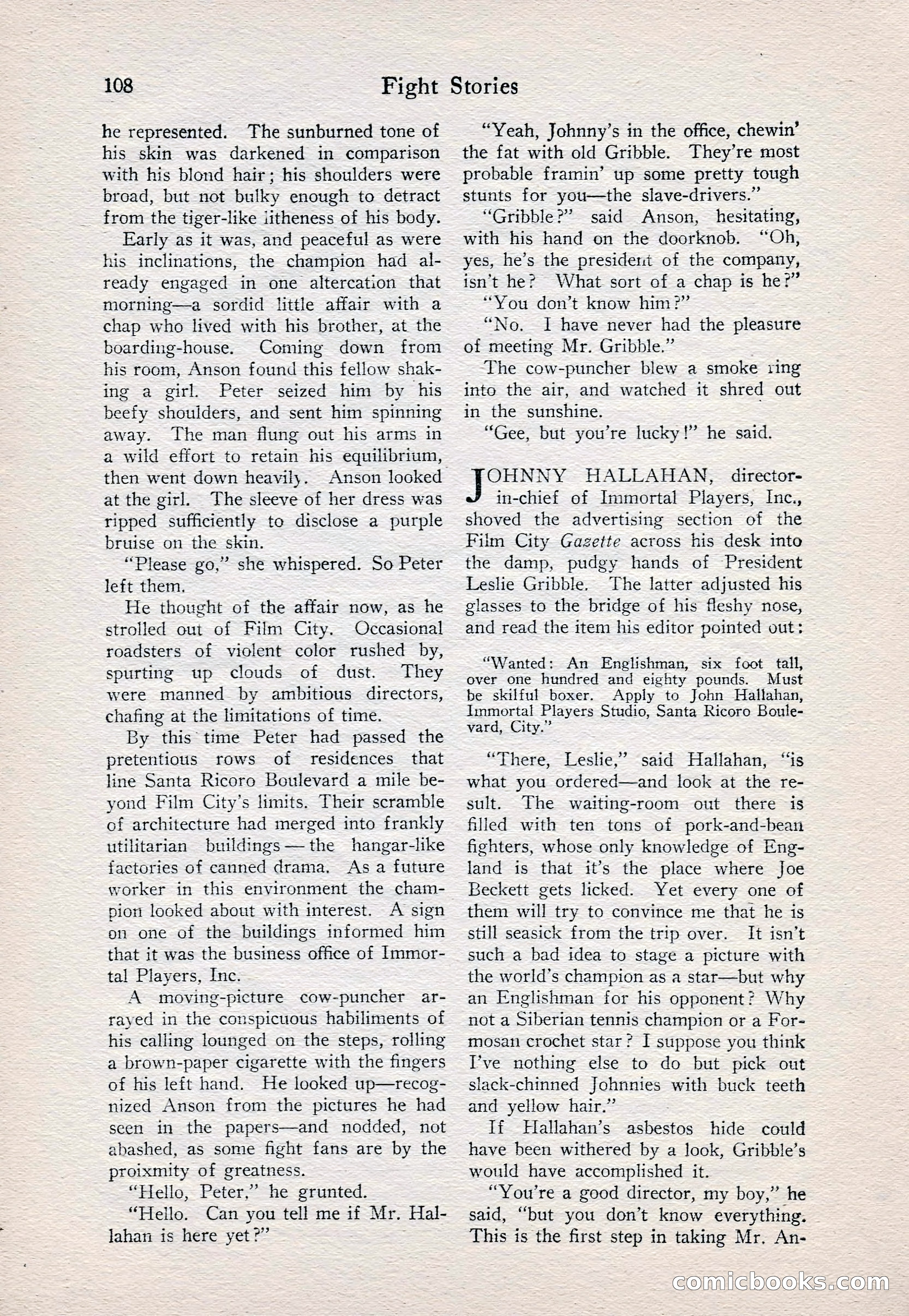 Fight Stories, June 1928 — page 110 of 133