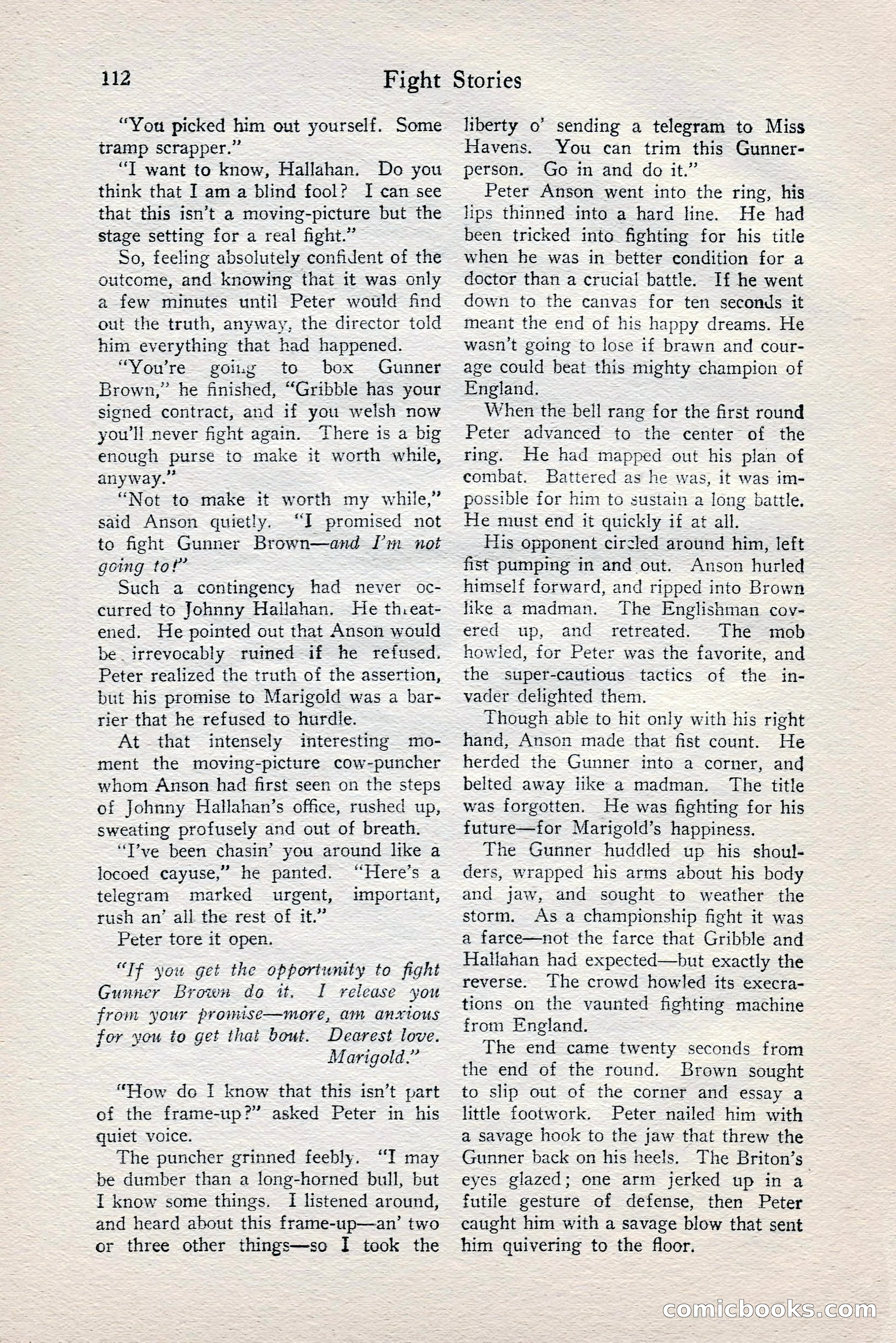 Fight Stories, June 1928 — page 114 of 133