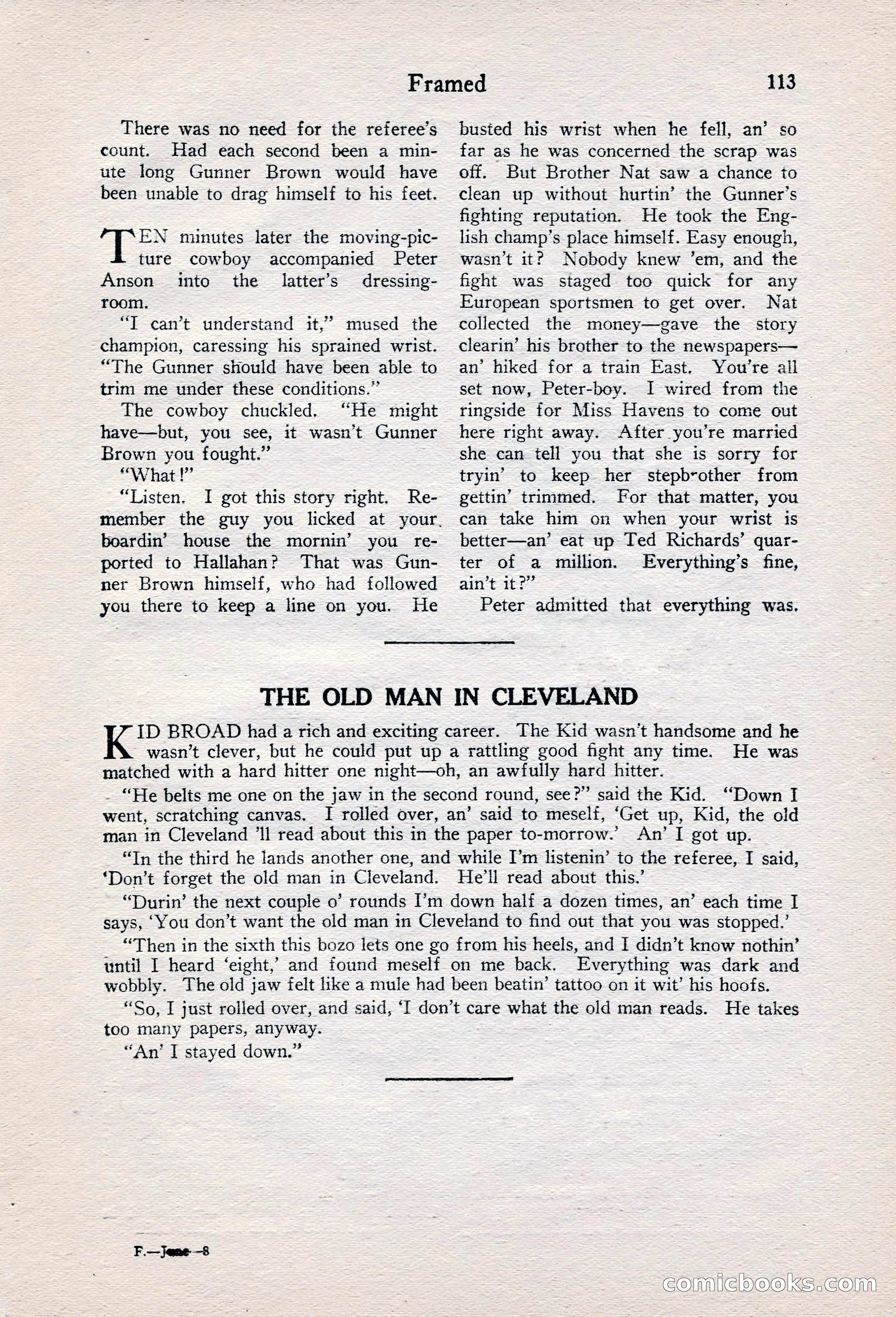 Fight Stories, June 1928 — page 115 of 133