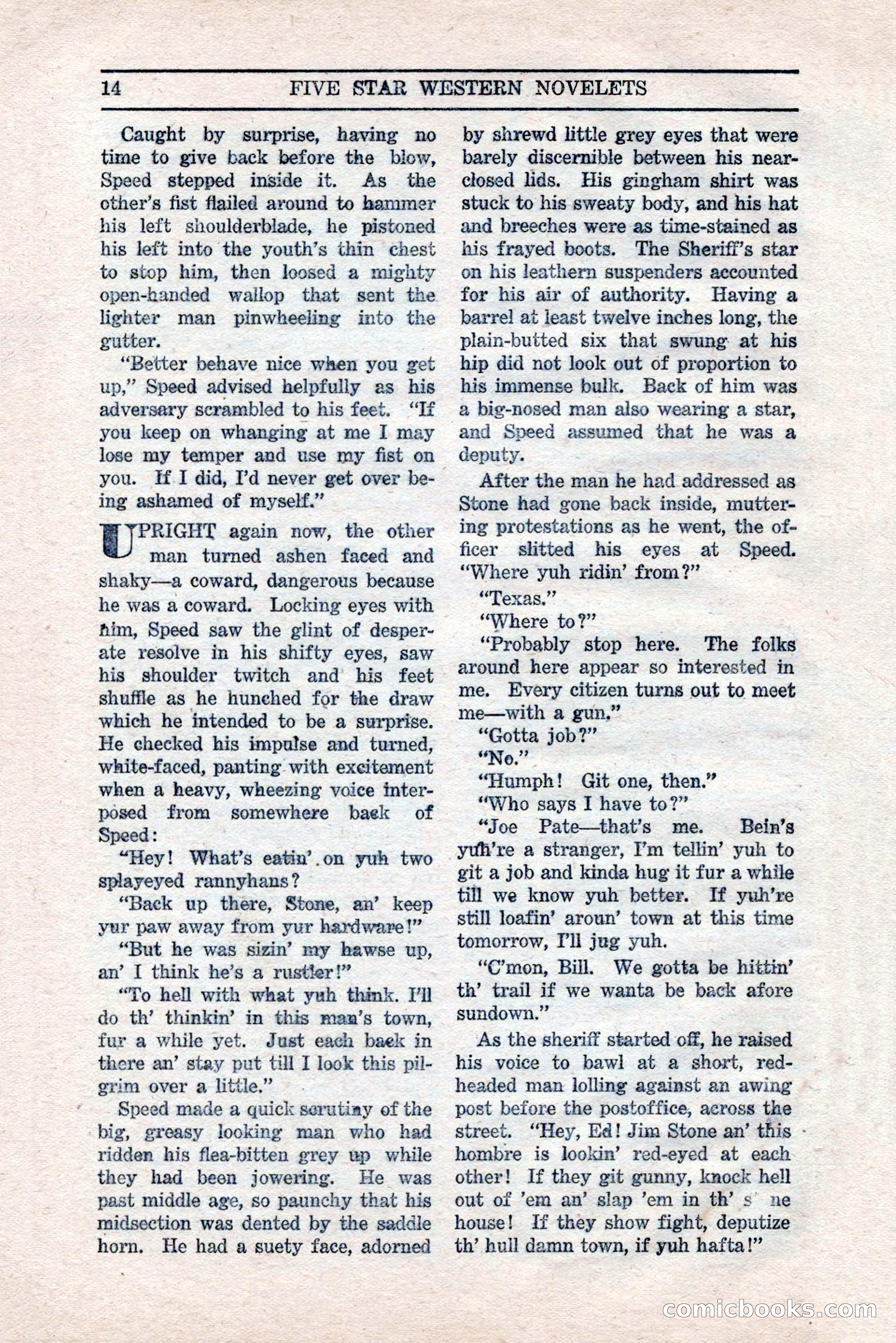 Five Star Western Novelets, September 1937 — page 16 of 116