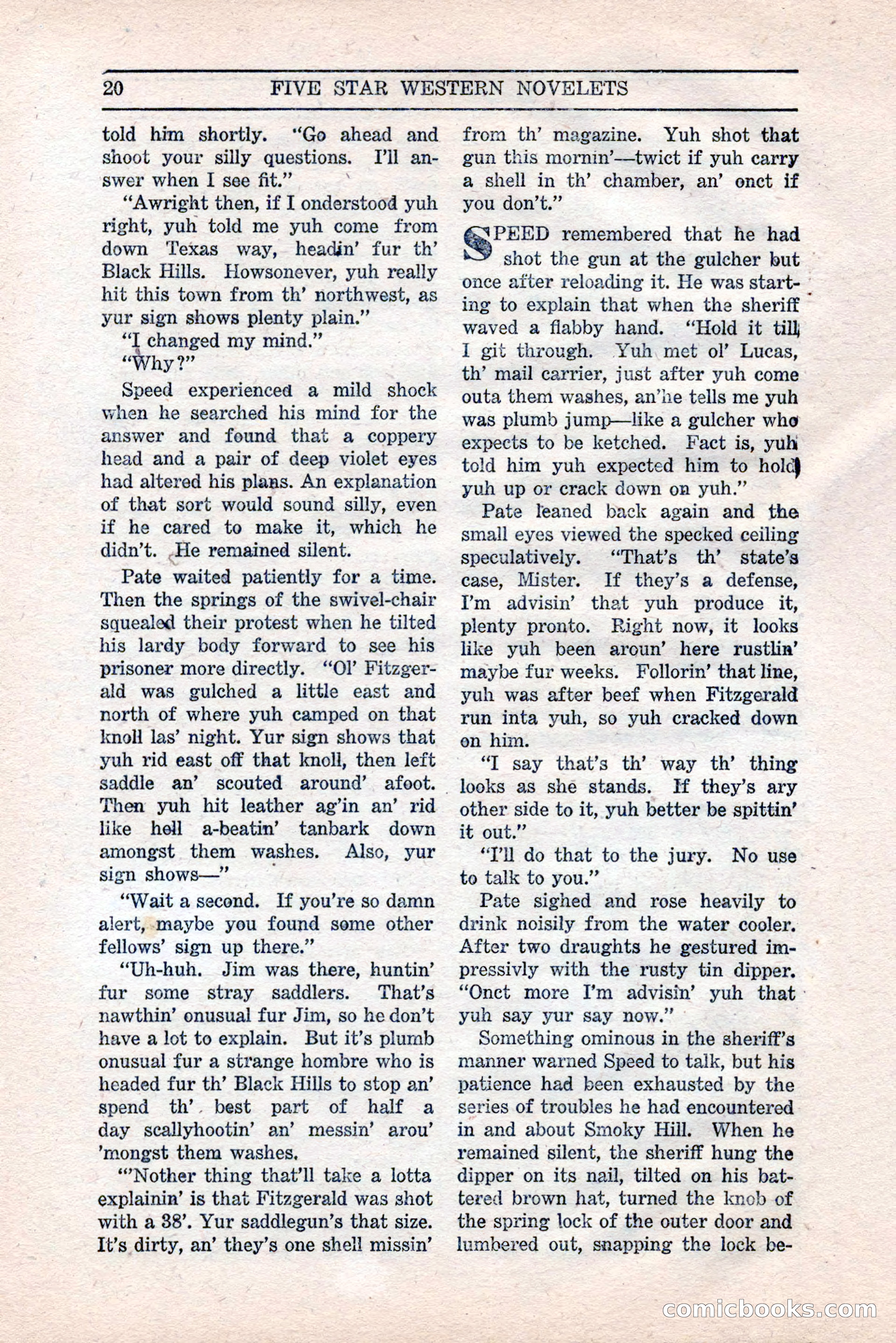 Five Star Western Novelets, September 1937 — page 22 of 116