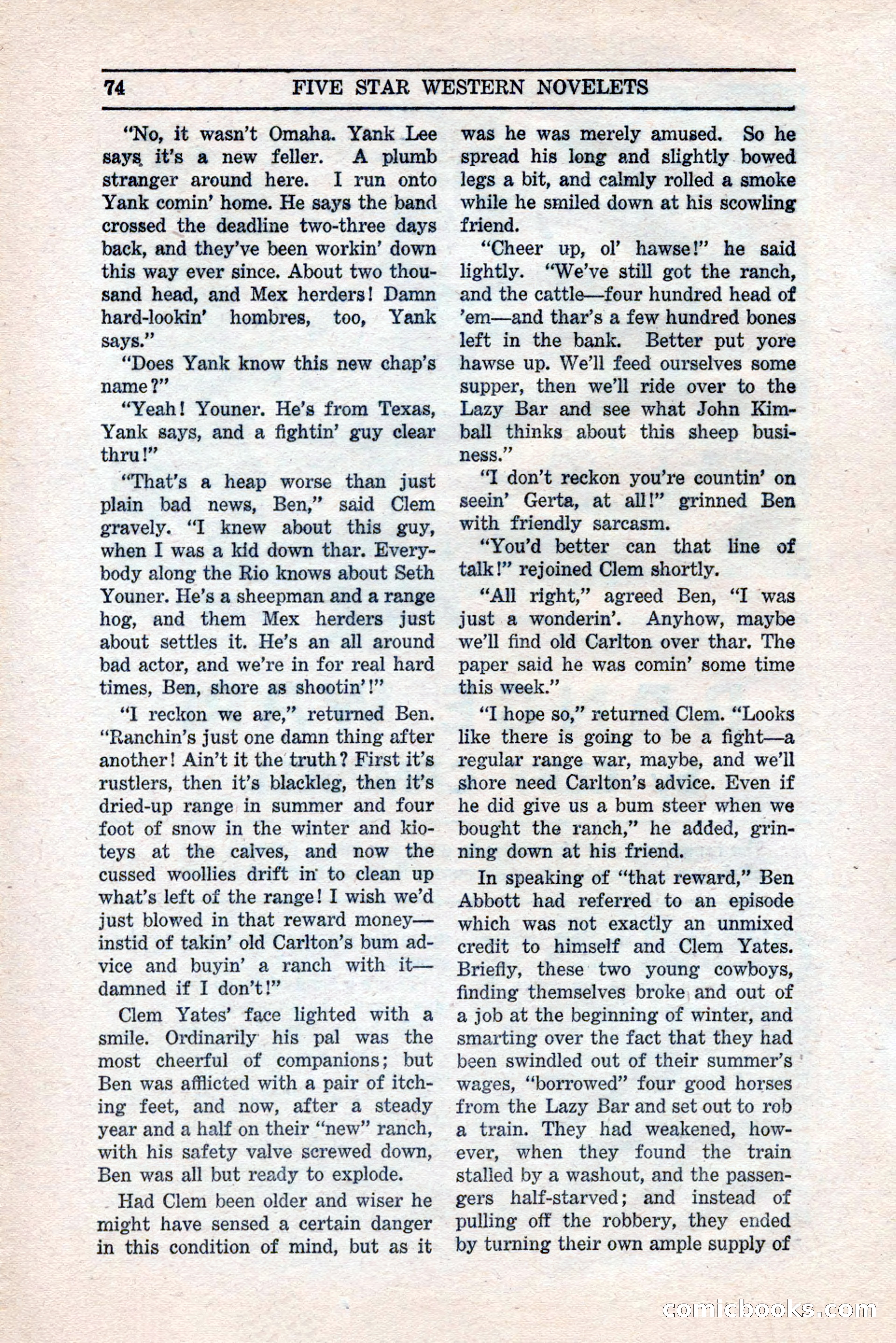 Five Star Western Novelets, September 1937 — page 76 of 116