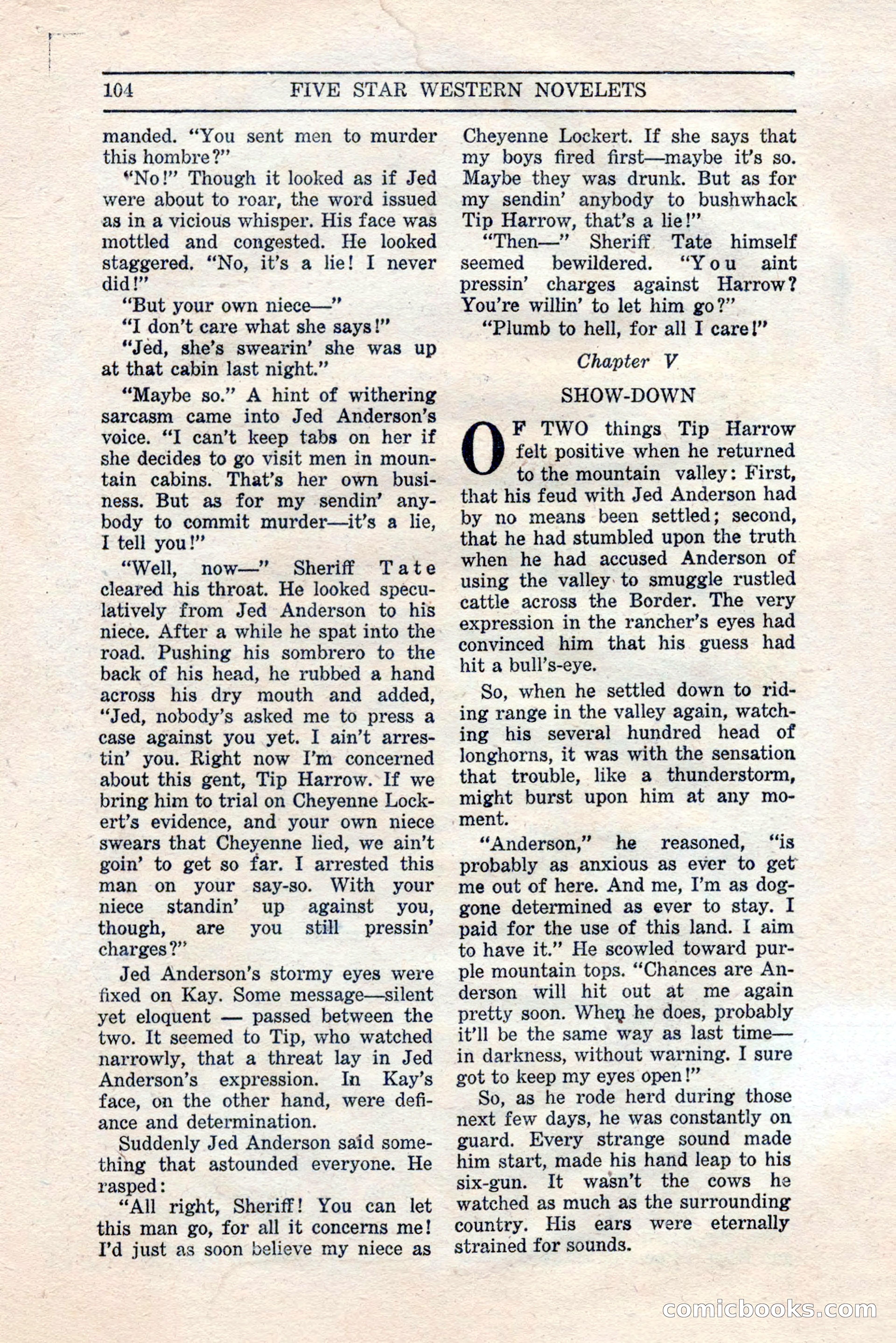 Five Star Western Novelets, September 1937 — page 106 of 116