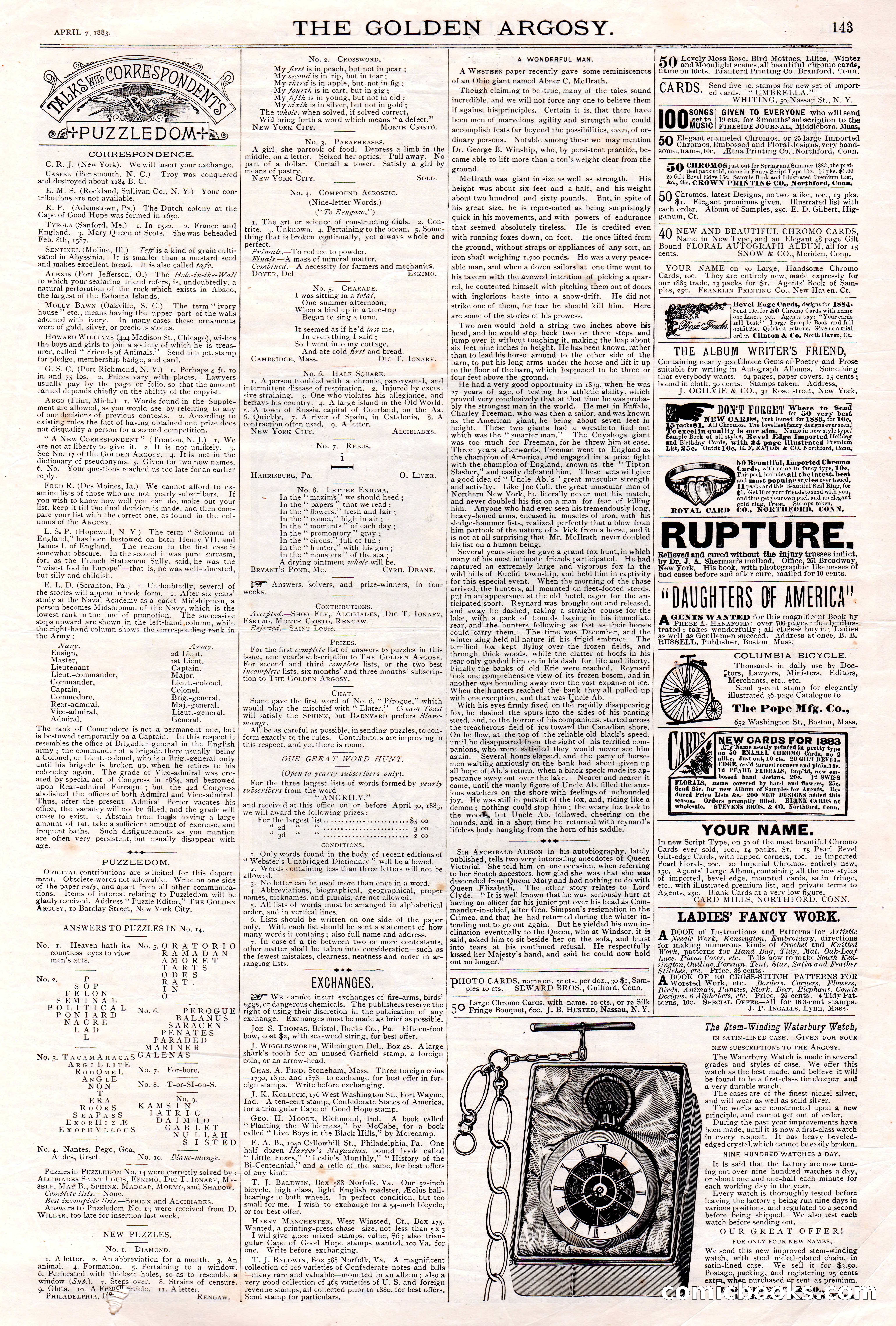 The Golden Argosy, Vol. I, No. 18 — page 7 of 8