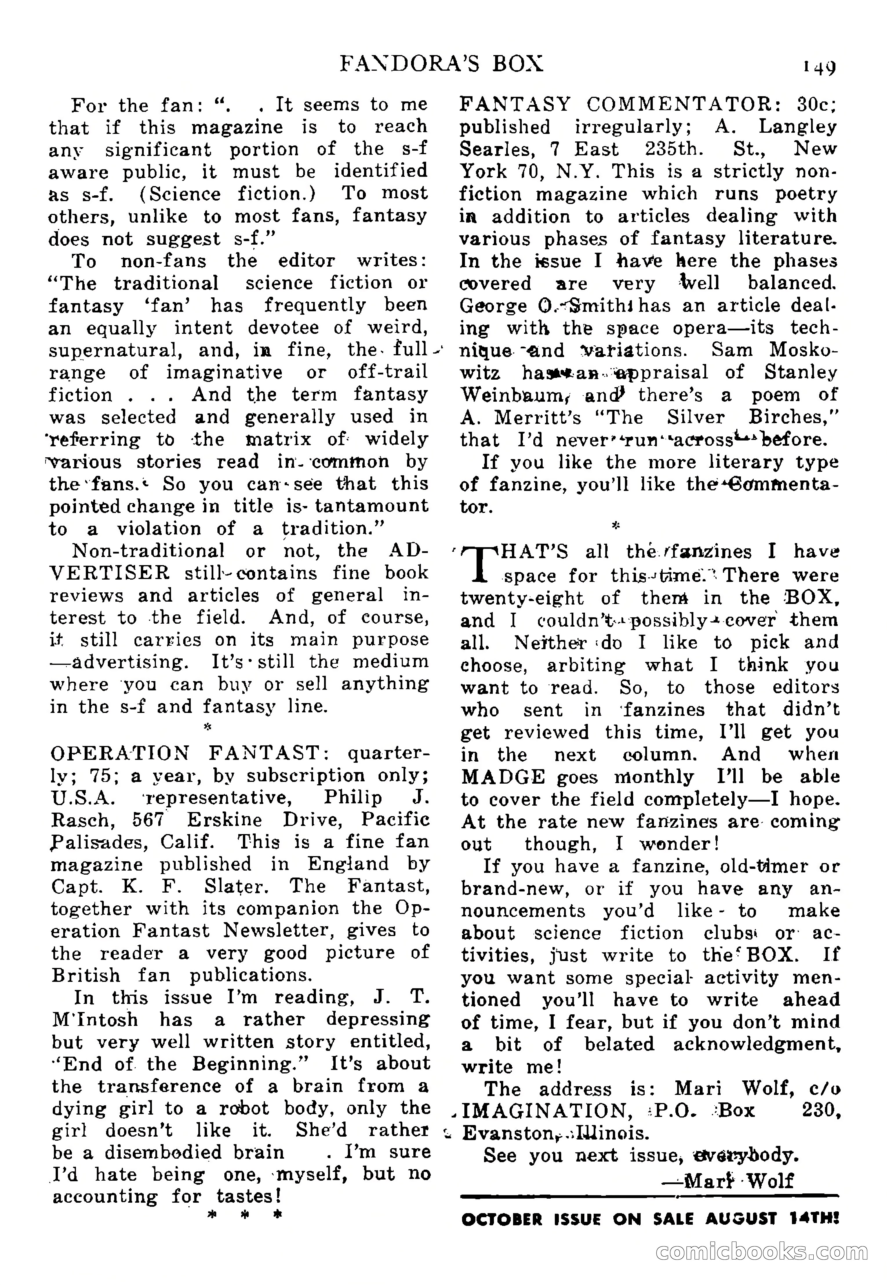 Imagination, September 1952 — page 149 of 165