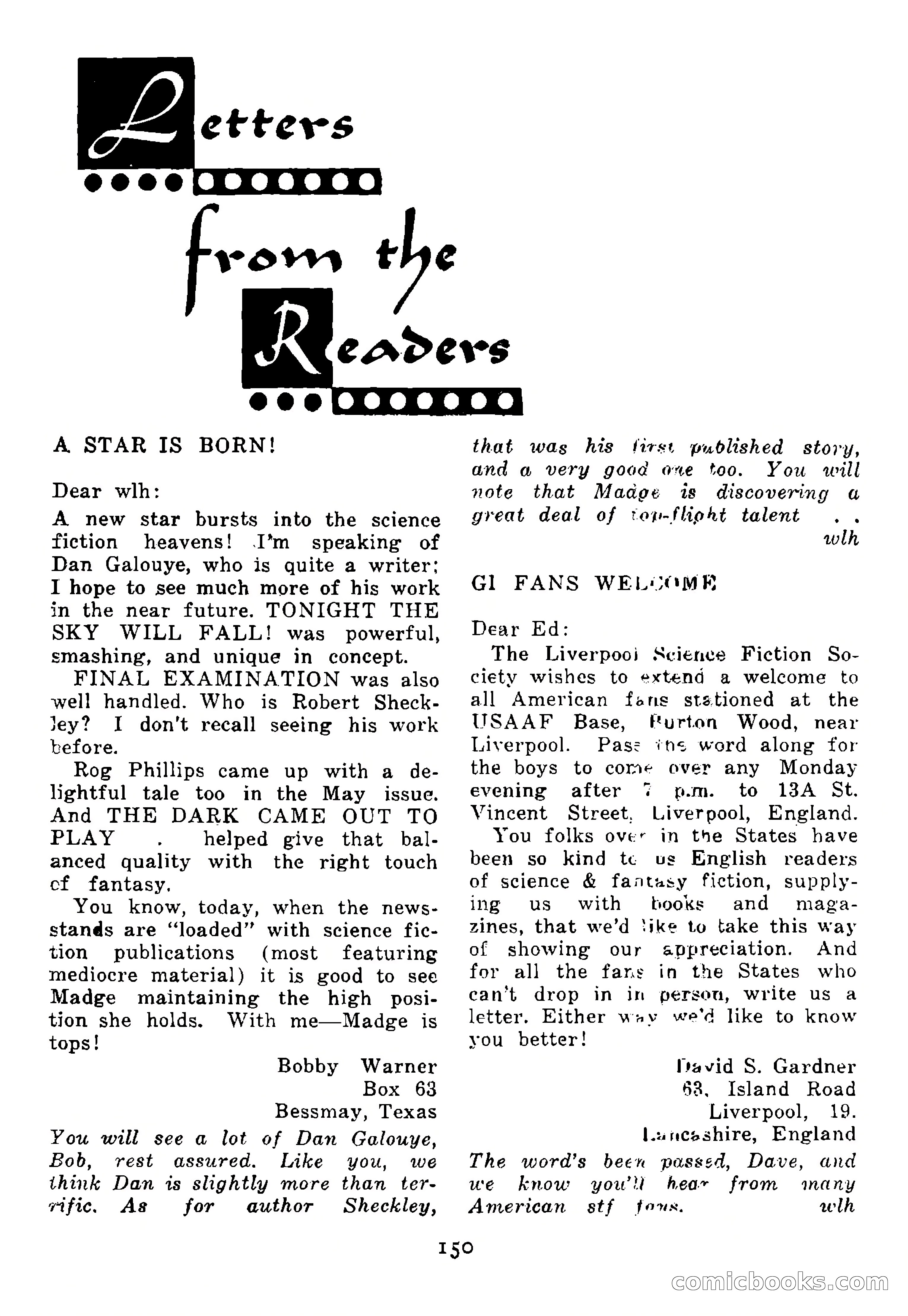 Imagination, September 1952 — page 150 of 165