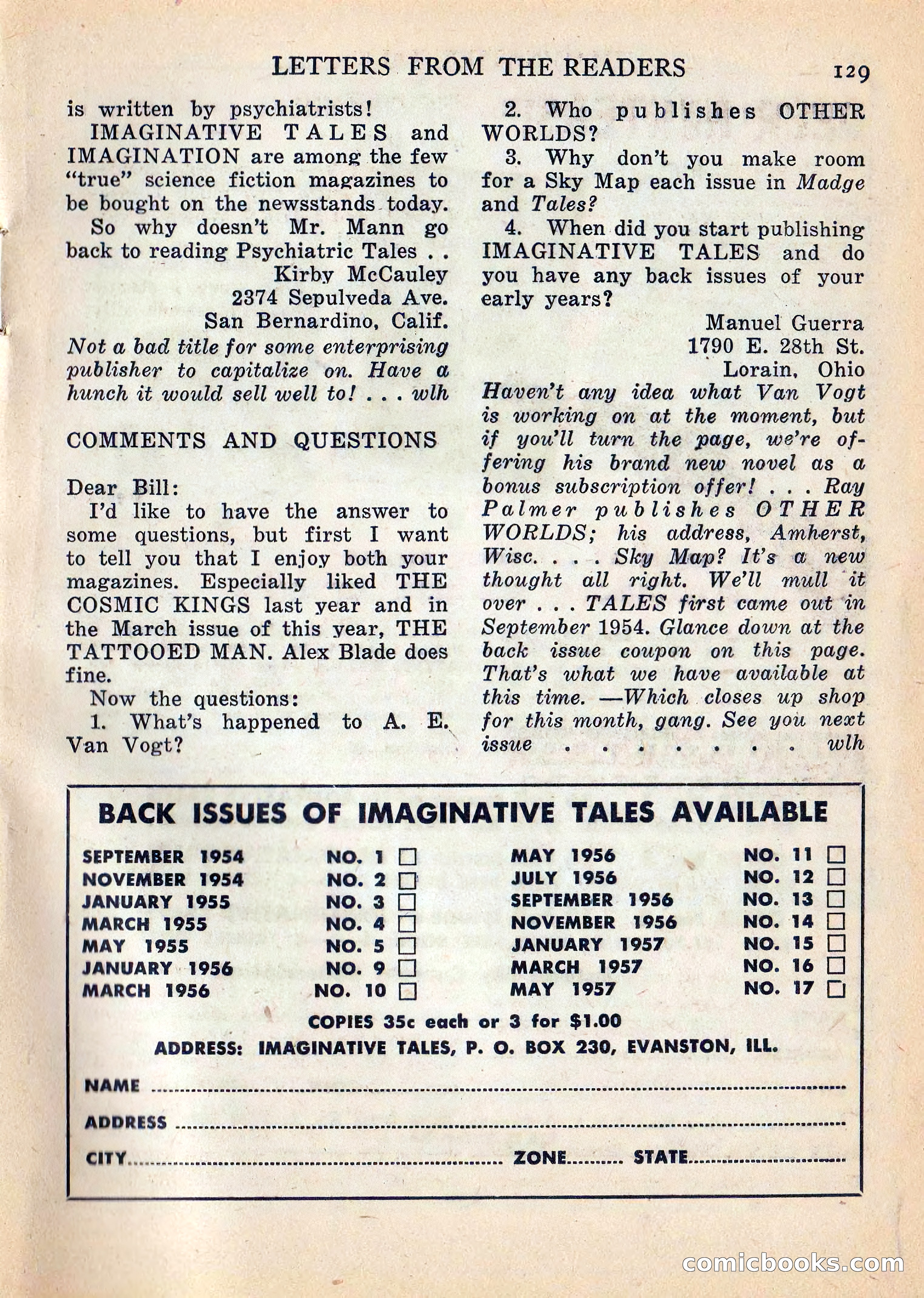 Imaginative Tales, July 1957 — page 130 of 132
