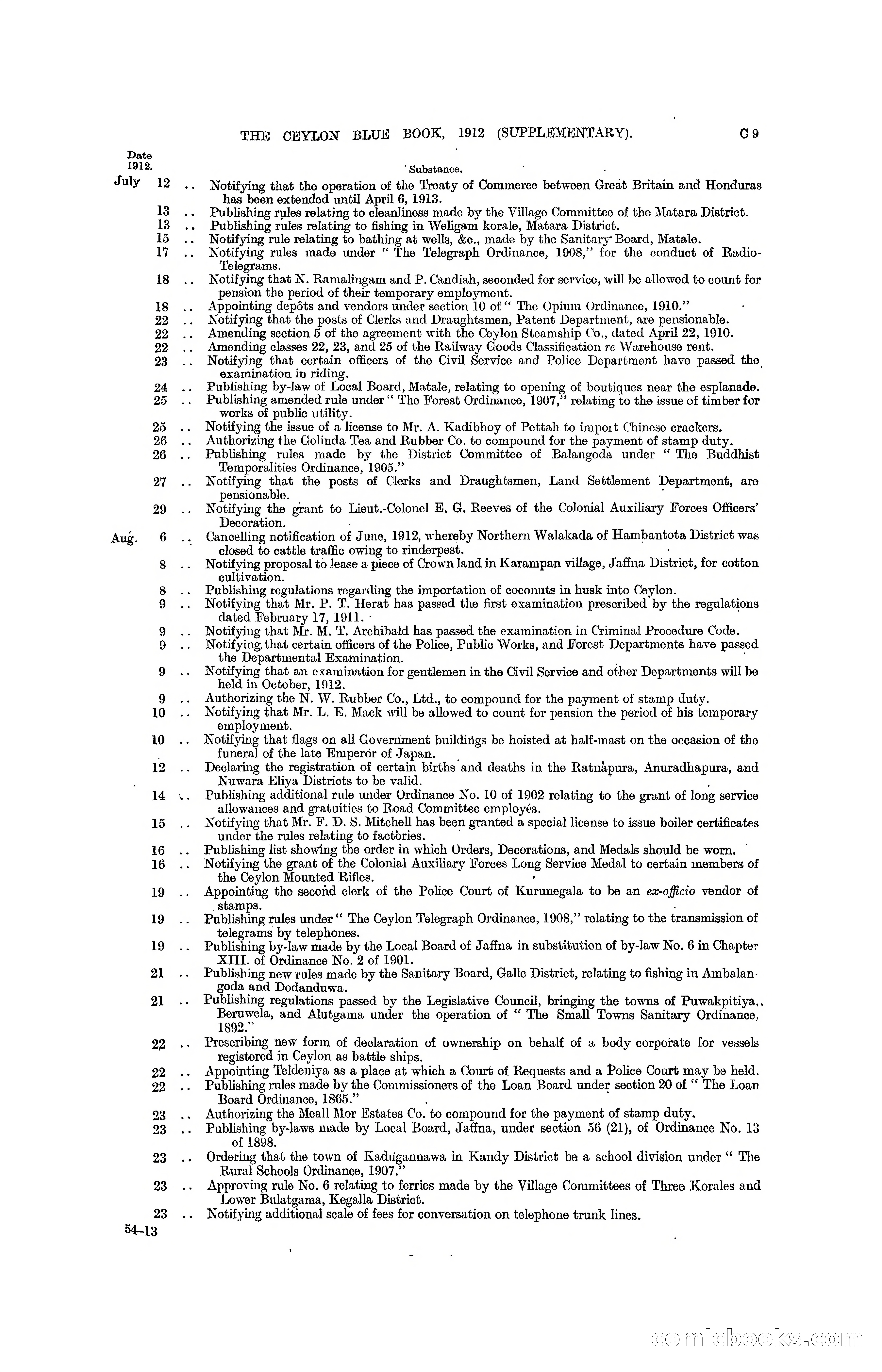 The Ceylon Blue Book, 1912 Supplementary — page 77 of 400