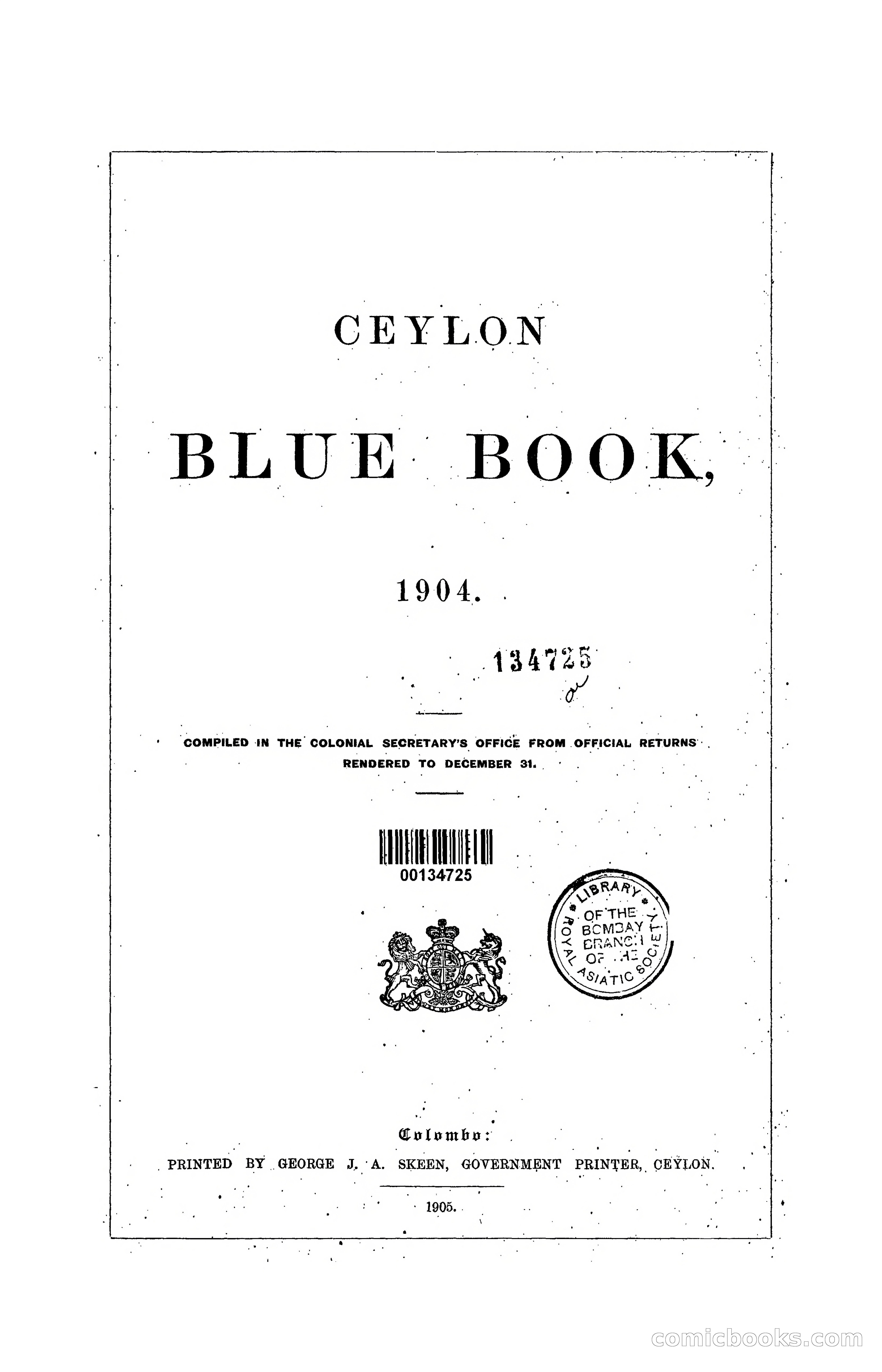 The Ceylon Blue Book, 1904 — page 5 of 400