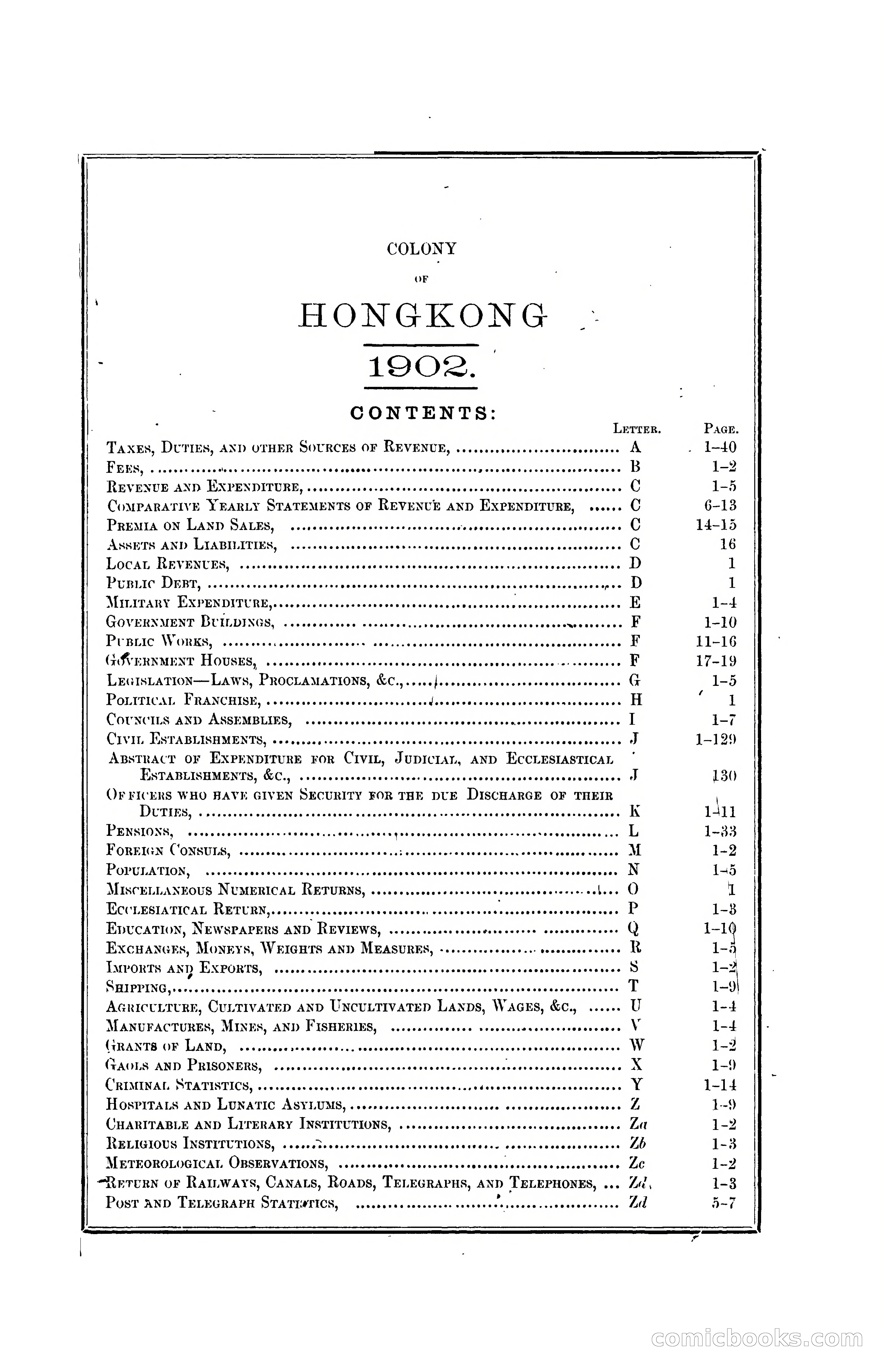 Hongkong Blue Book for the Year, 1902 — page 7 of 395