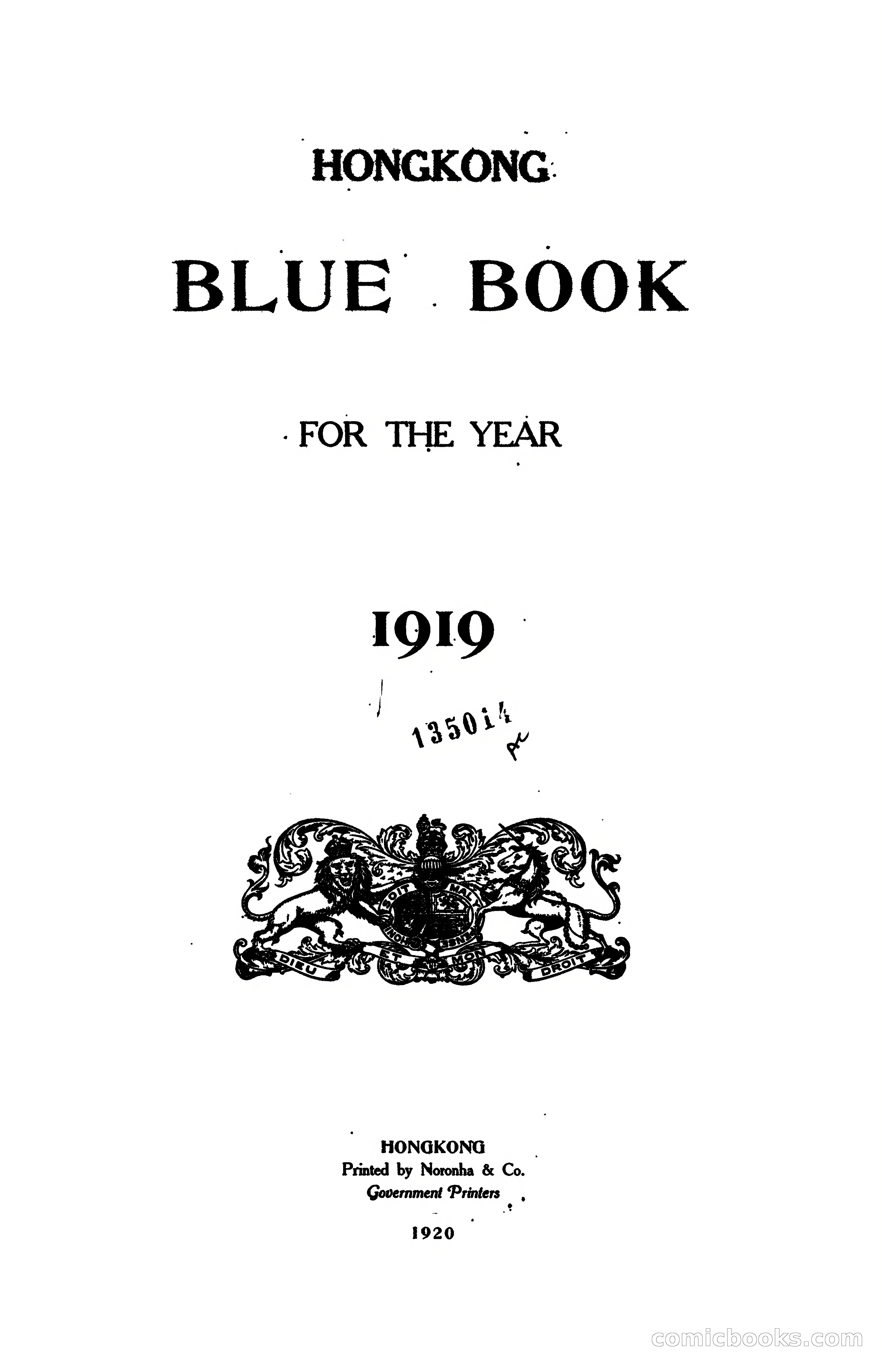 Hong Kong Blue Book for the Year, 1919 — page 5 of 367