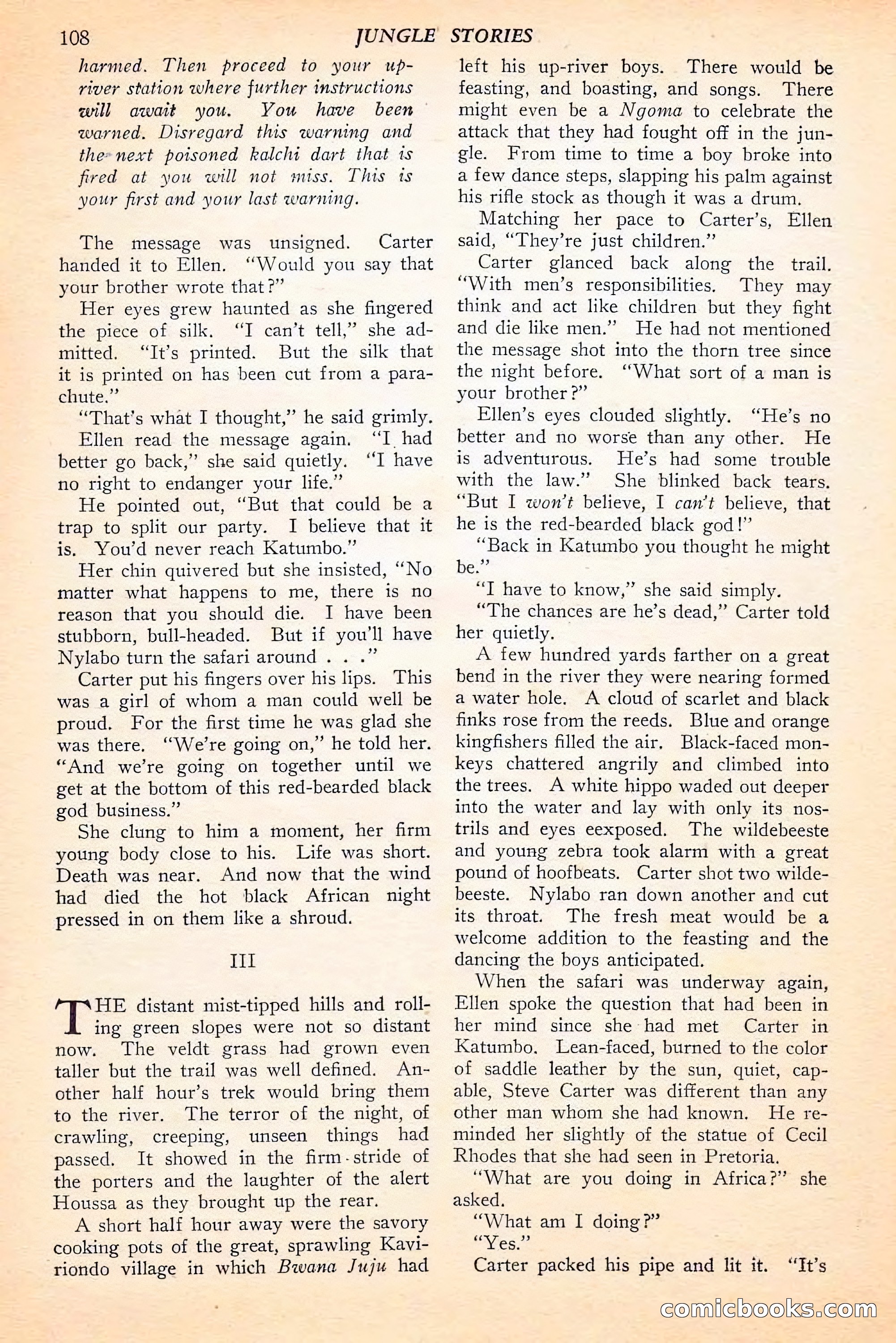 Jungle Stories, Spring 1946 — page 110 of 132