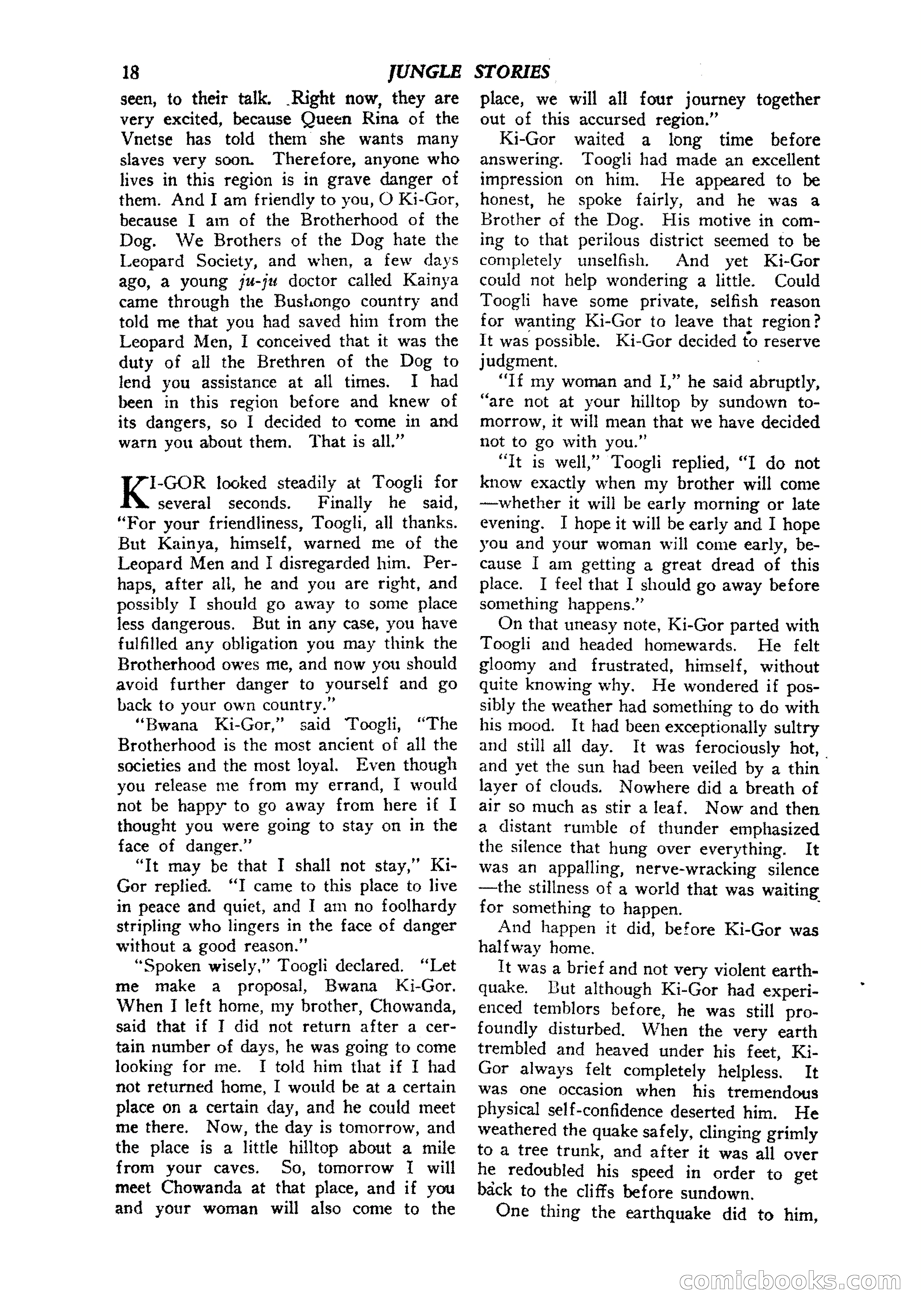 Jungle Stories, Vol. 1, No. 5 — page 20 of 132