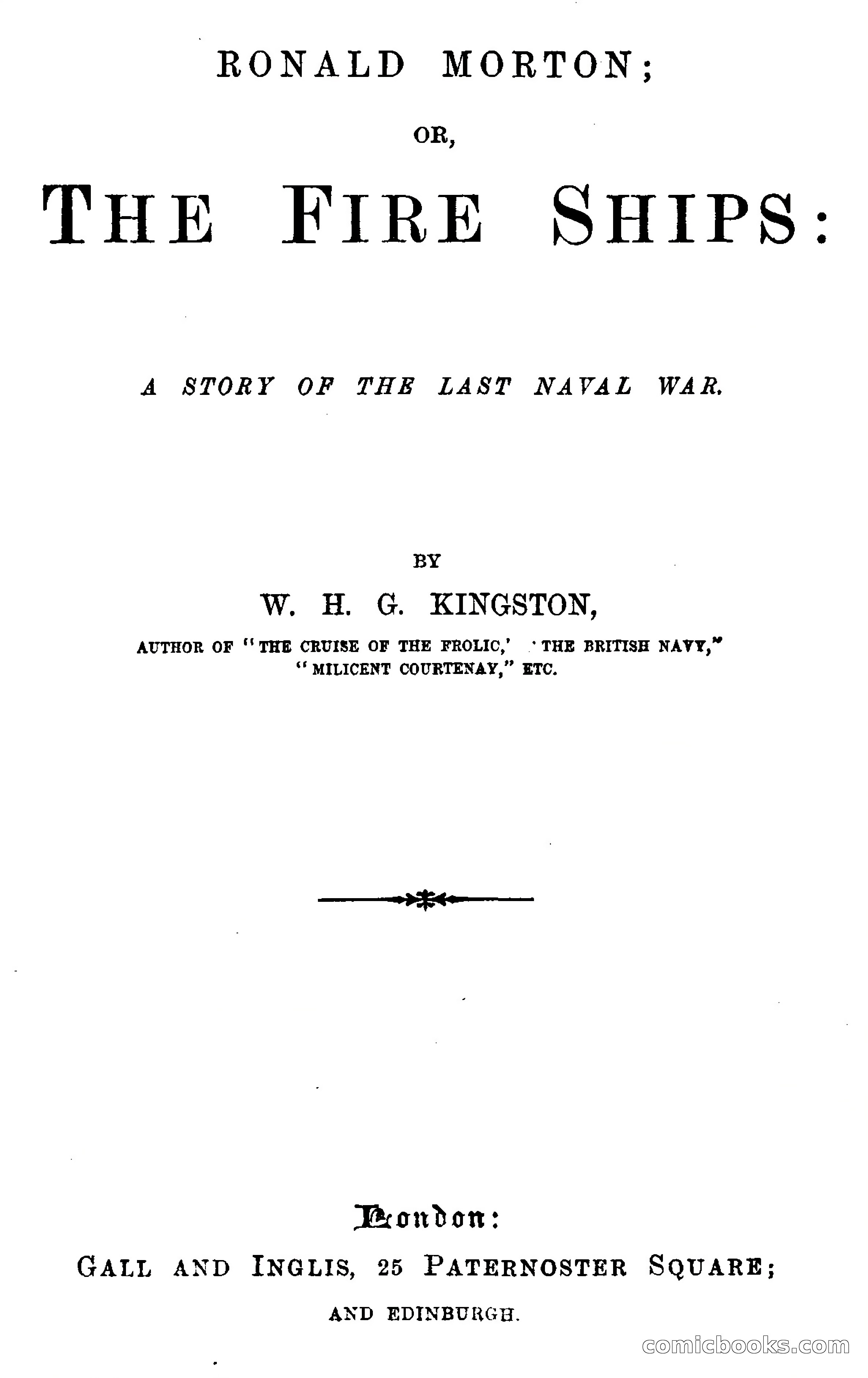 Ronald Morton; or, The Fire Ships