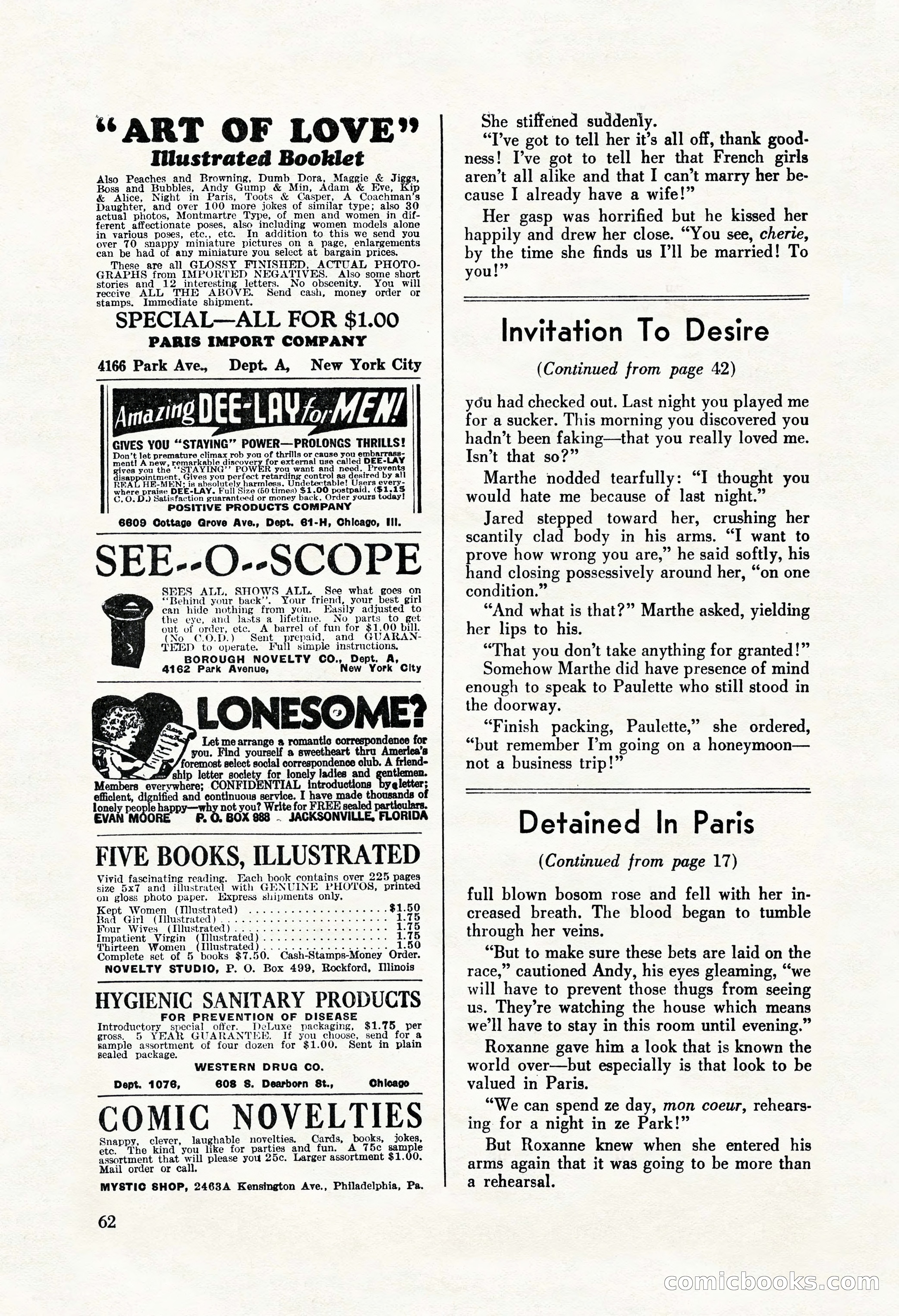 La Paree Stories, August 1936 — page 64 of 68