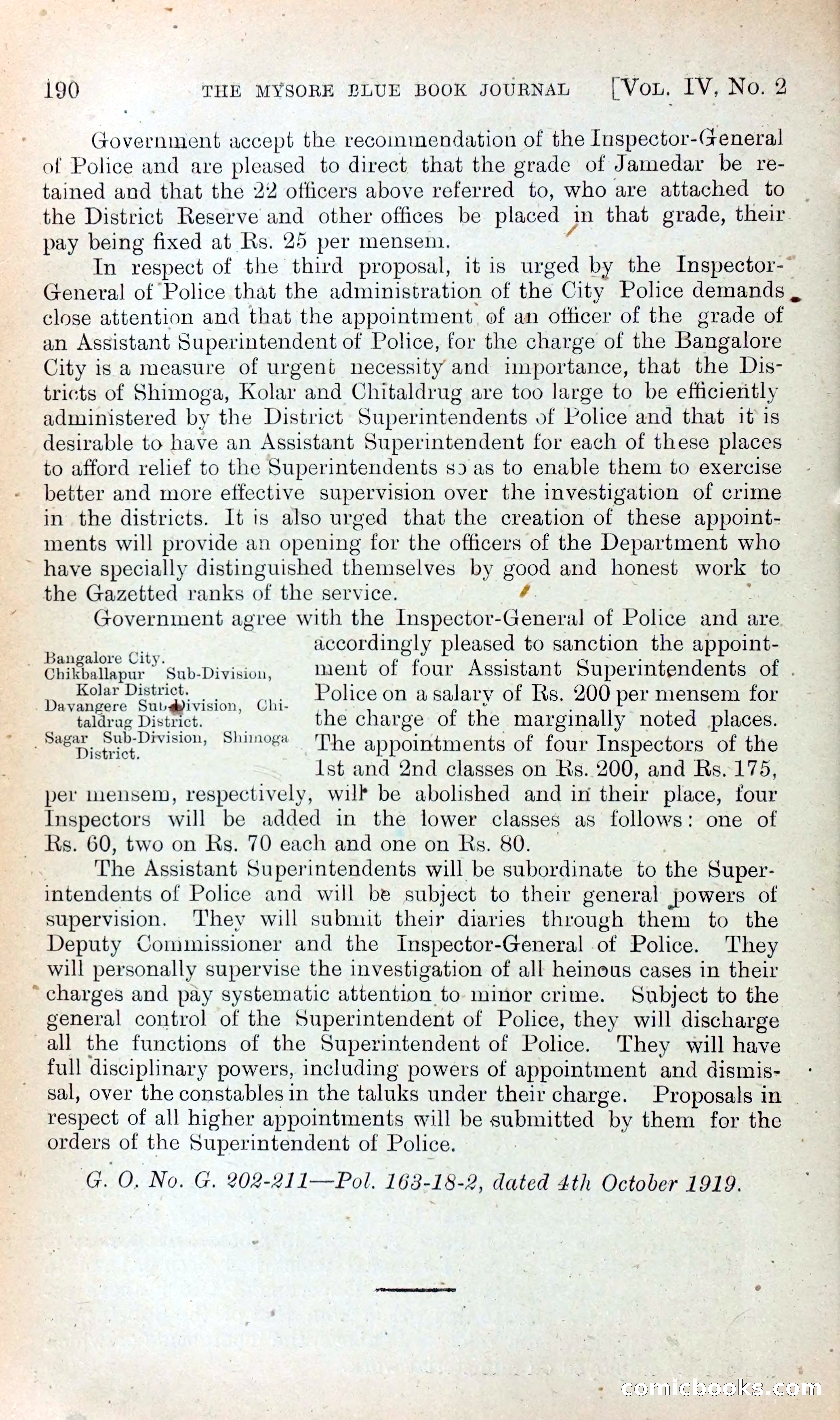 Mysore Blue Book Journal, Vol. IV — page 199 of 395