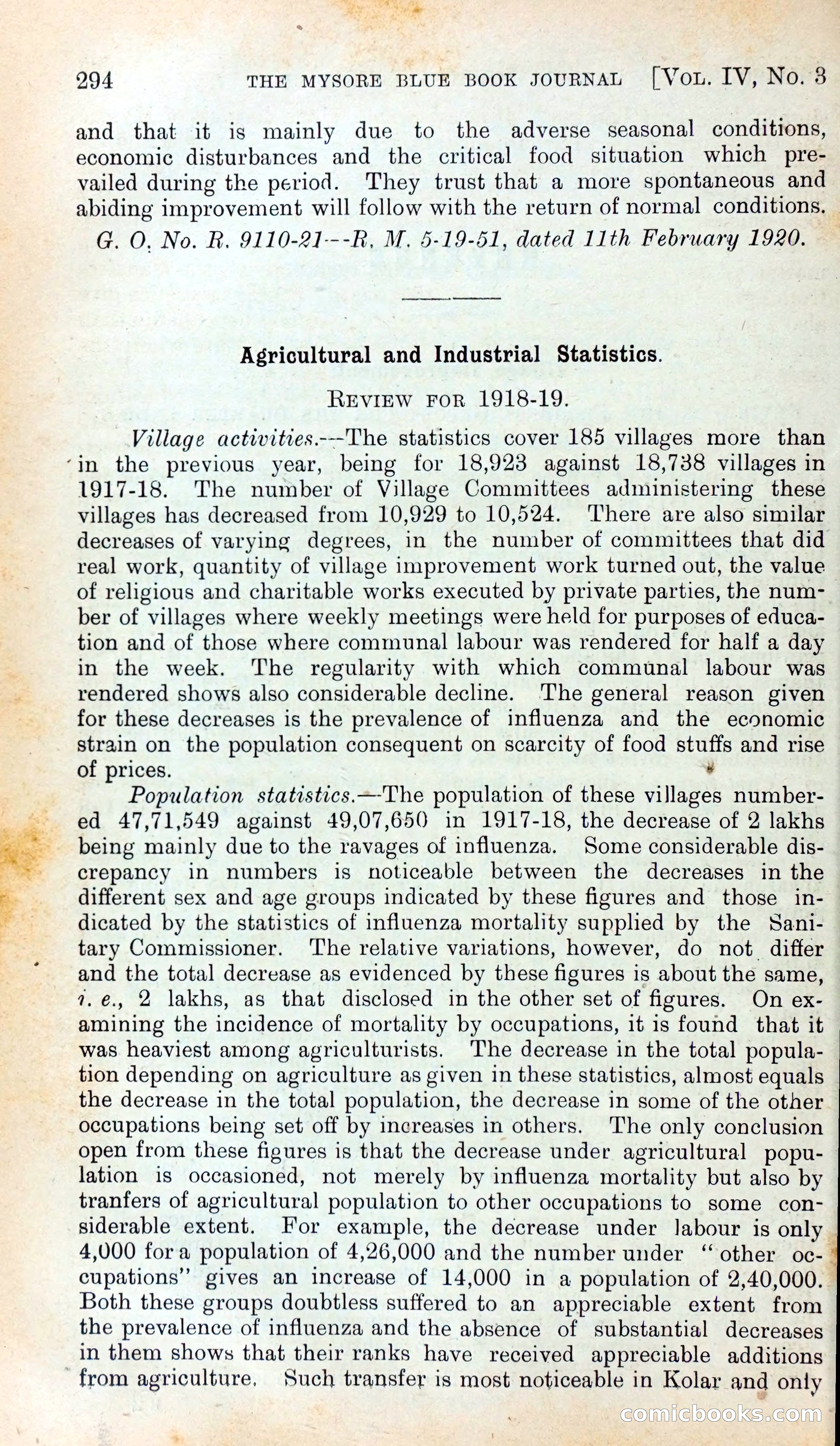 Mysore Blue Book Journal, Vol. IV — page 303 of 395