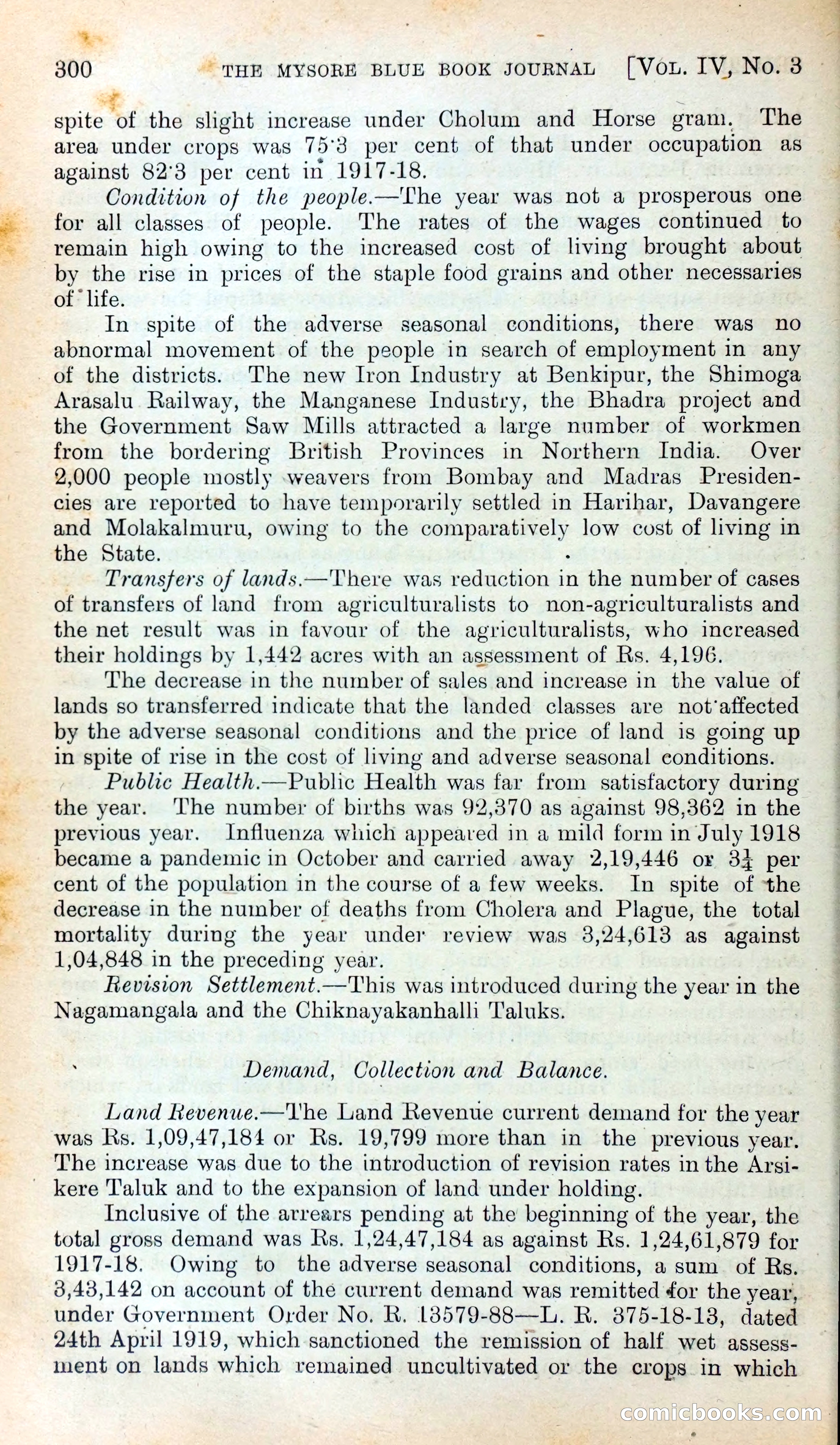 Mysore Blue Book Journal, Vol. IV — page 309 of 395