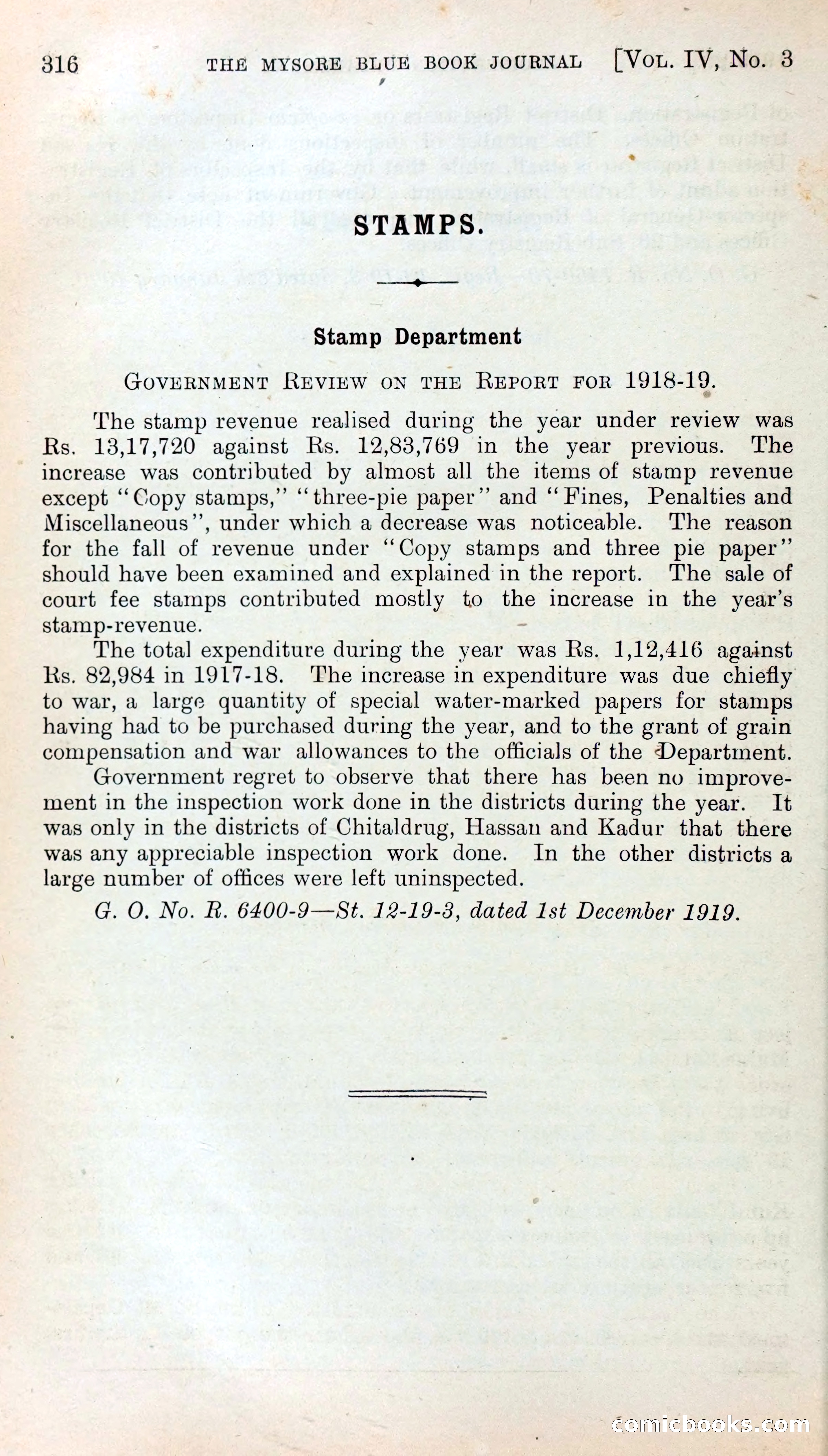 Mysore Blue Book Journal, Vol. IV — page 325 of 395