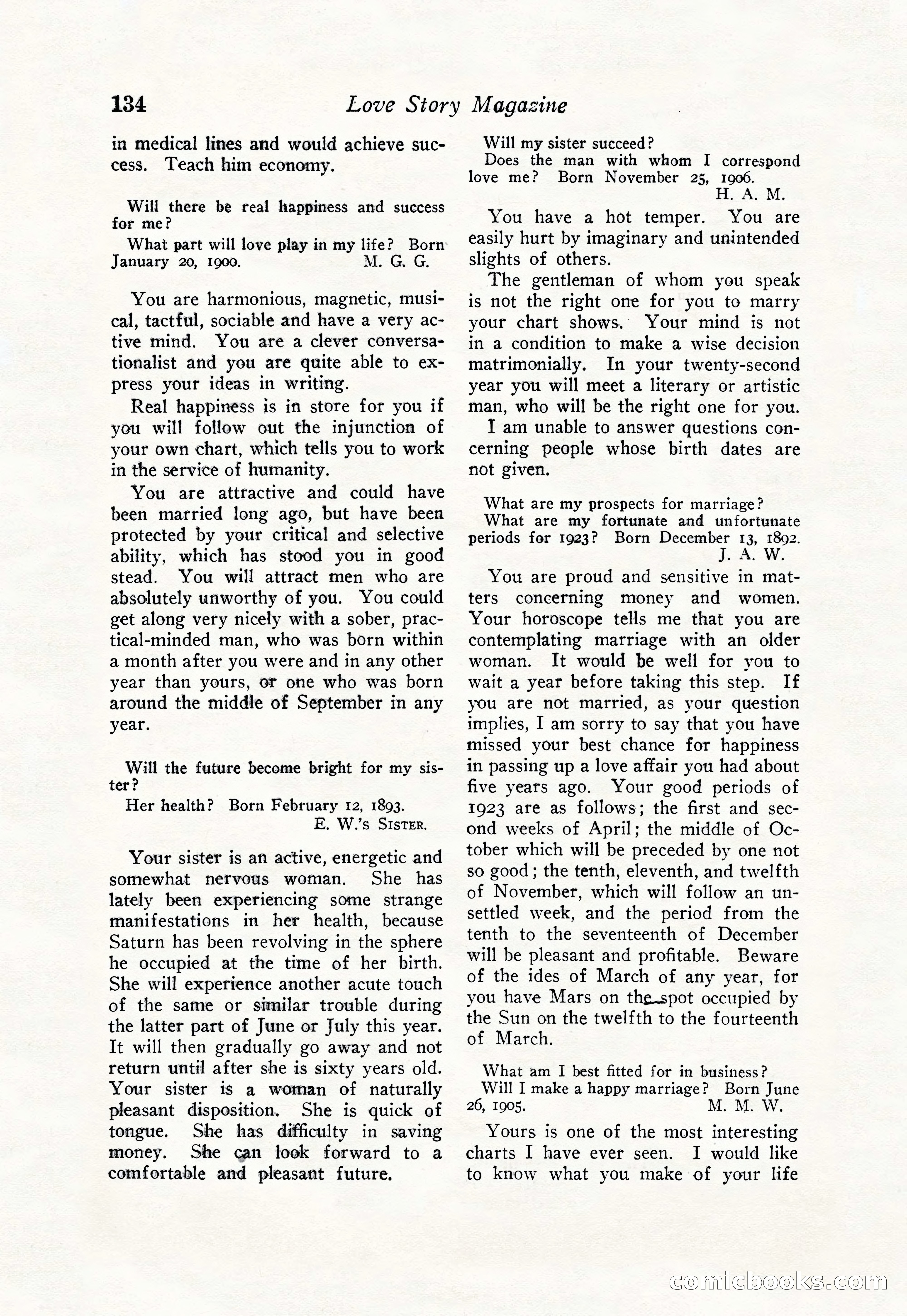 Love Story Magazine, June 23, 1923 — page 136 of 148