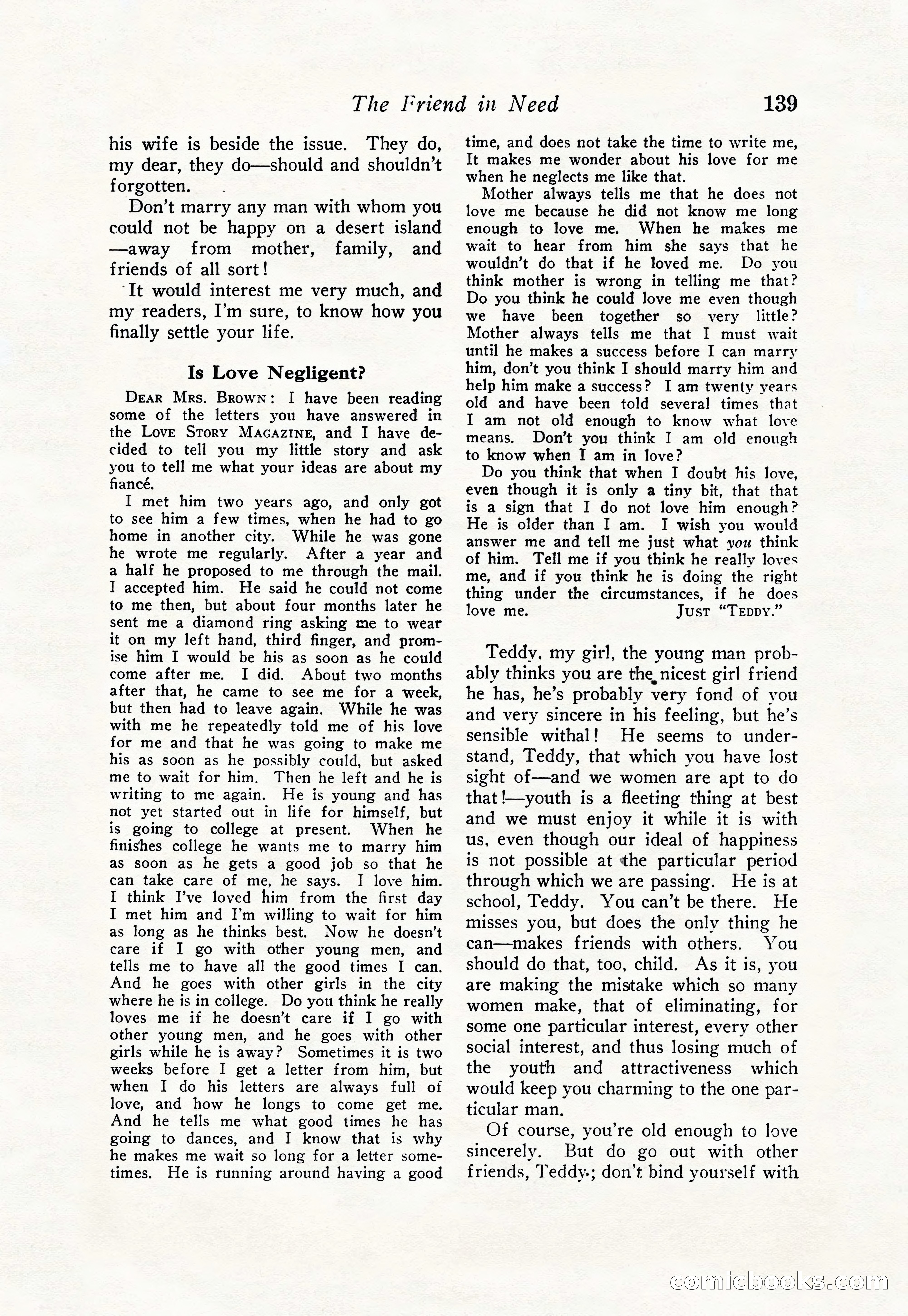 Love Story Magazine, June 23, 1923 — page 141 of 148