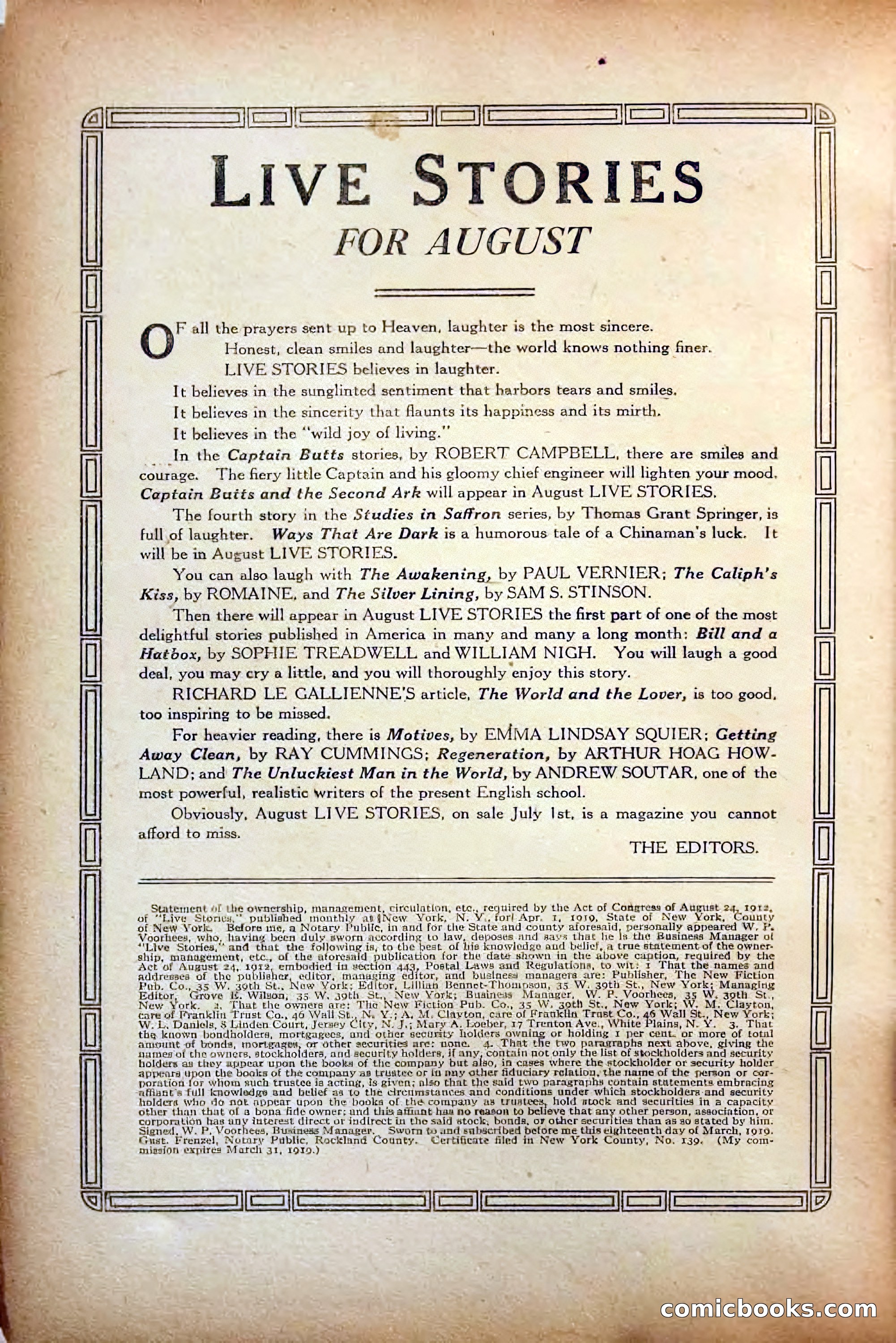 Live Stories, July 1919 — page 4 of 132