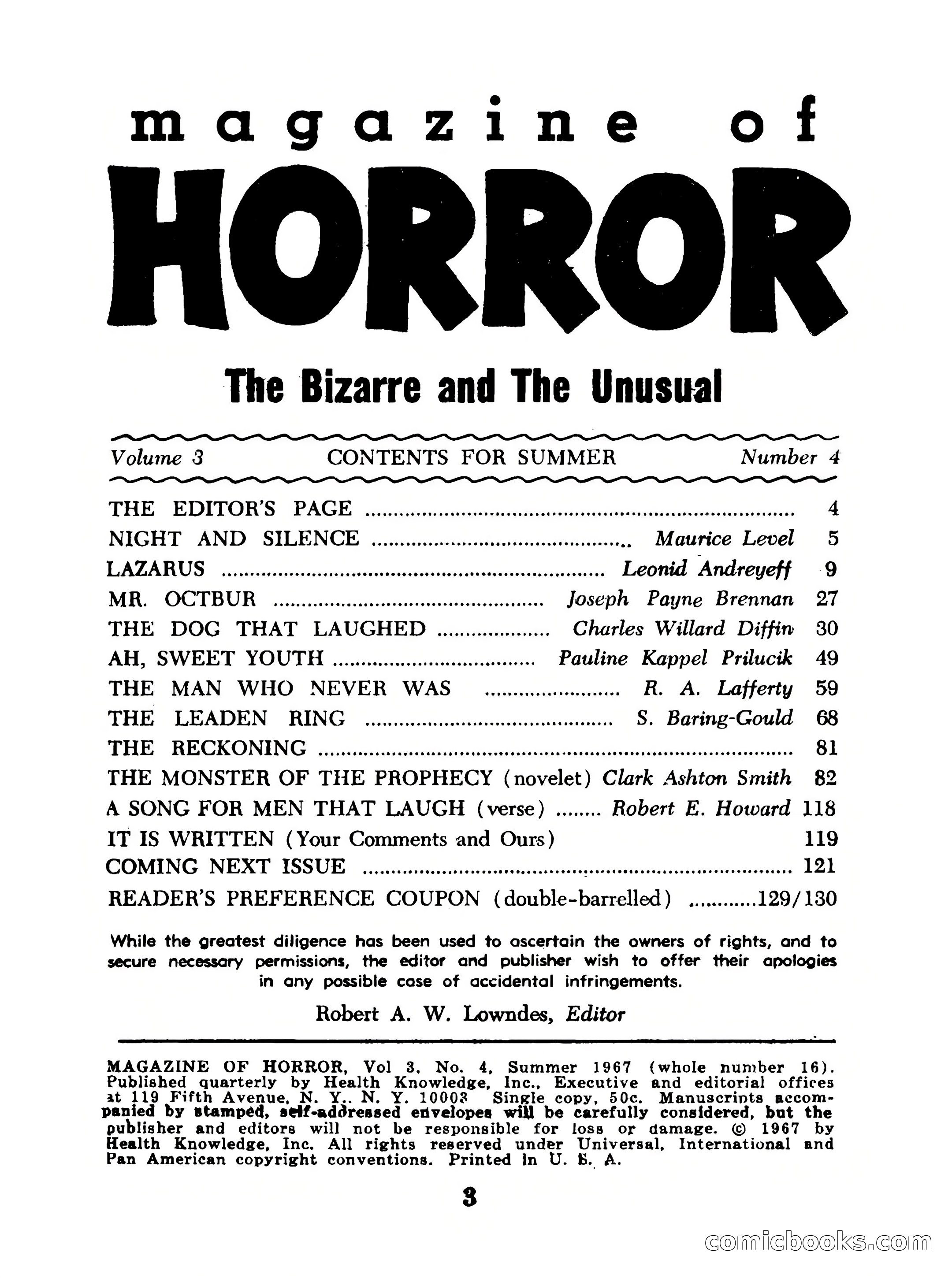 Magazine of Horror #16 — page 3 of 132