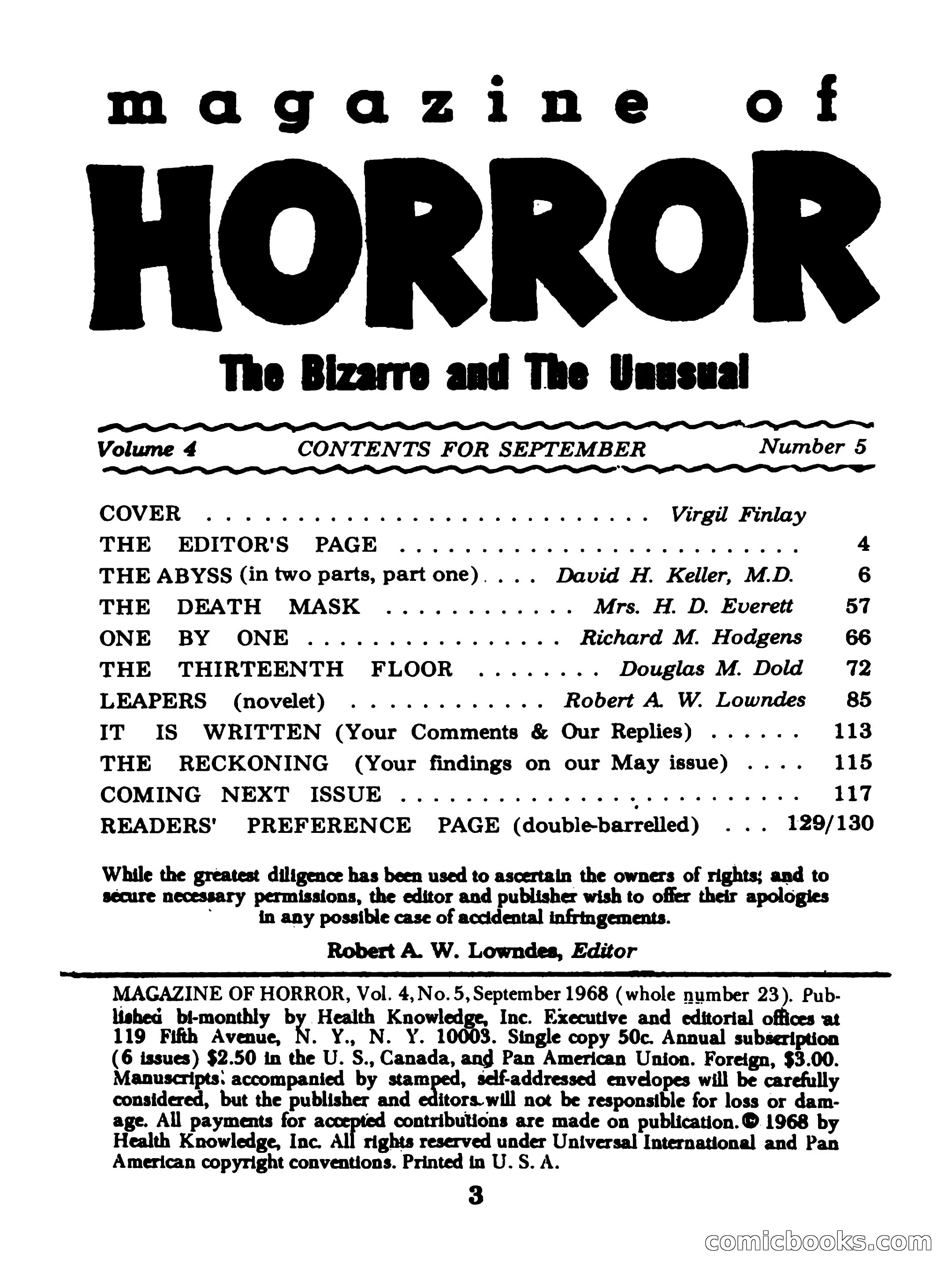 Magazine of Horror #23 — page 3 of 132