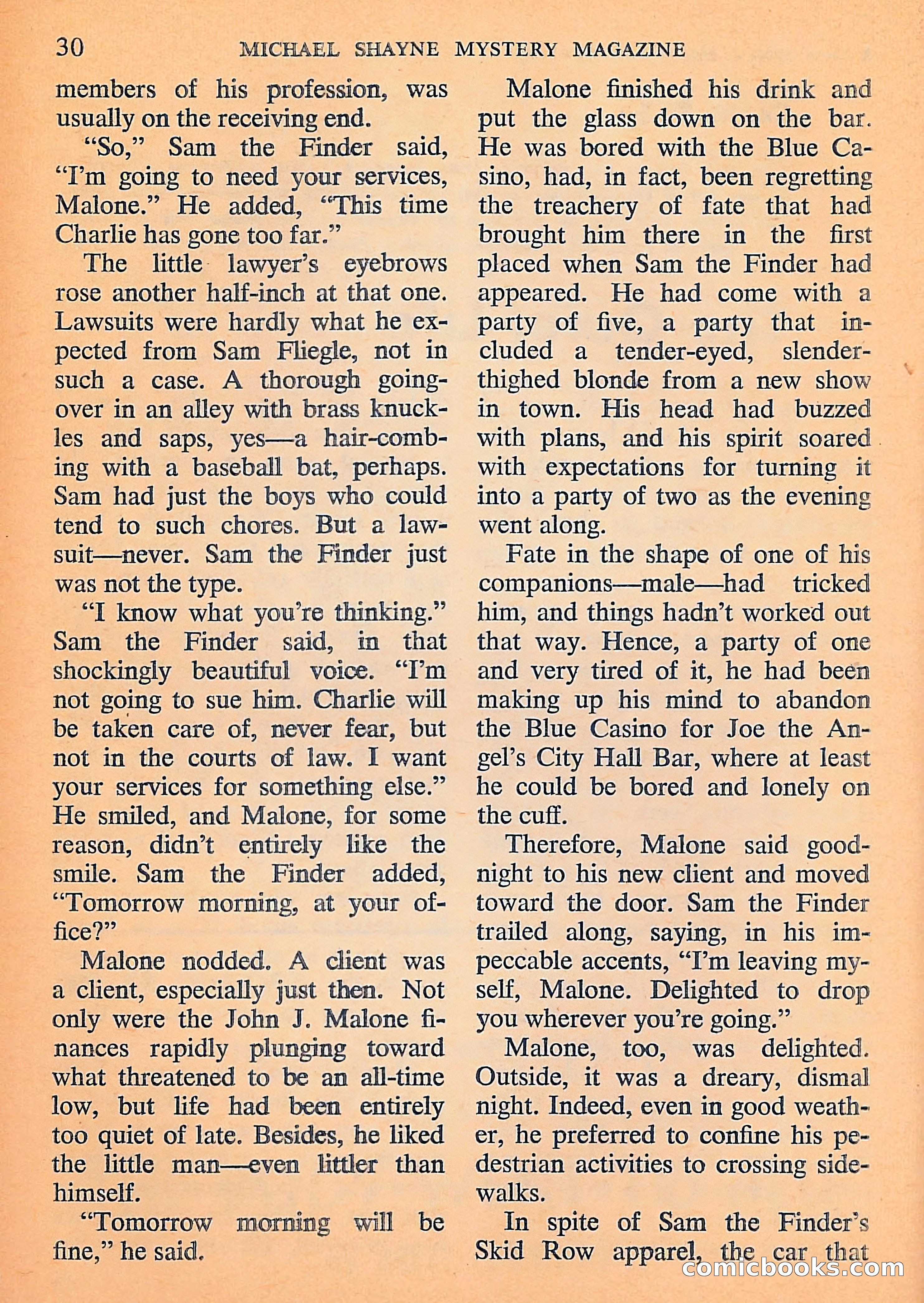 Michael Shayne Mystery Magazine, September 1956 — page 32 of 164