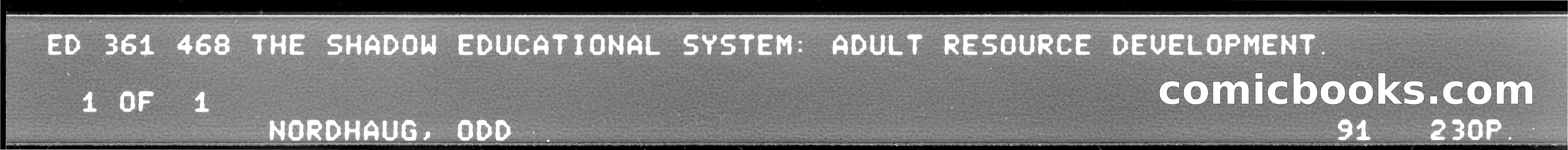 The Shadow Educational System: Adult Resource Development — page 1 of 5
