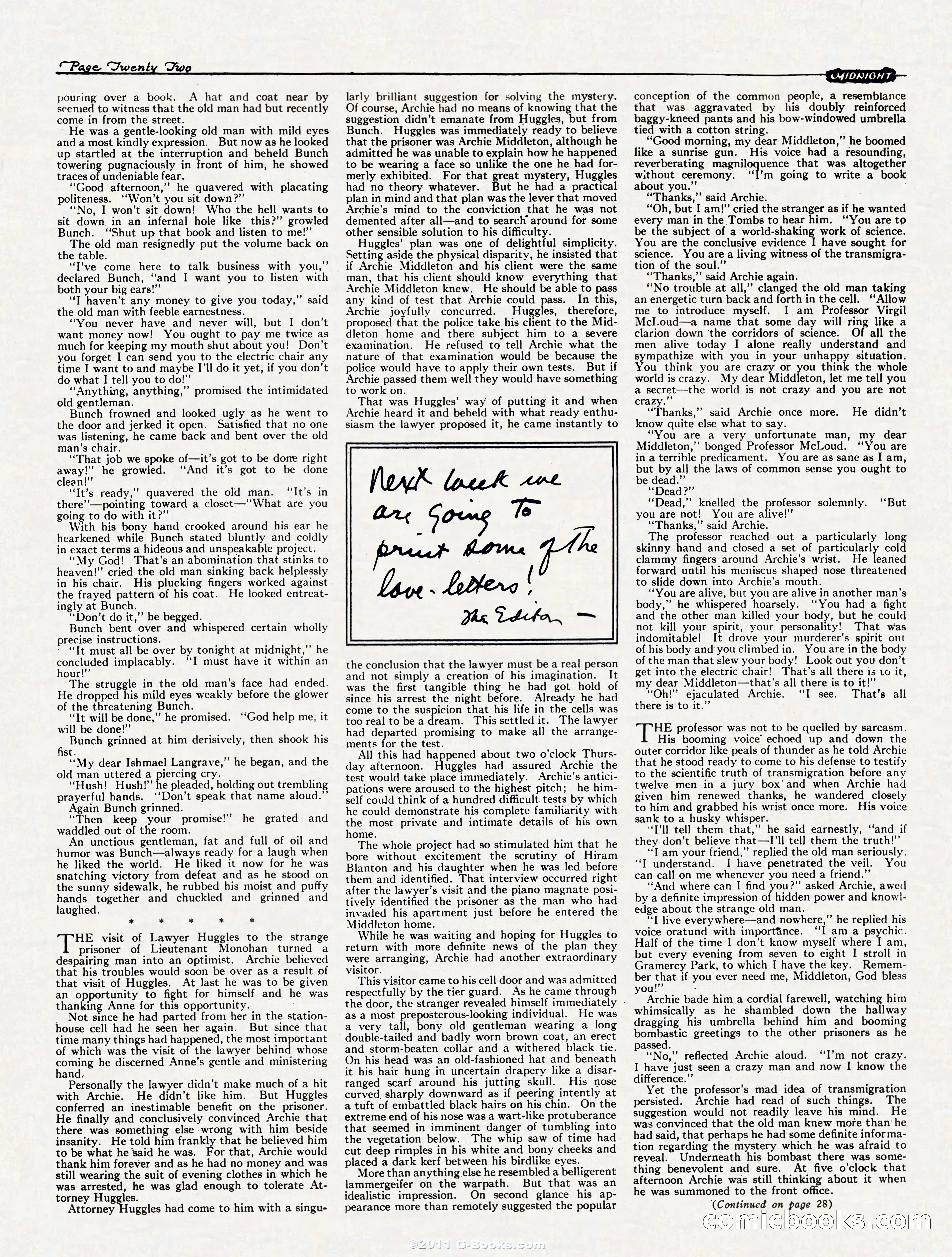 Midnight, September 9, 1922 — page 22 of 32