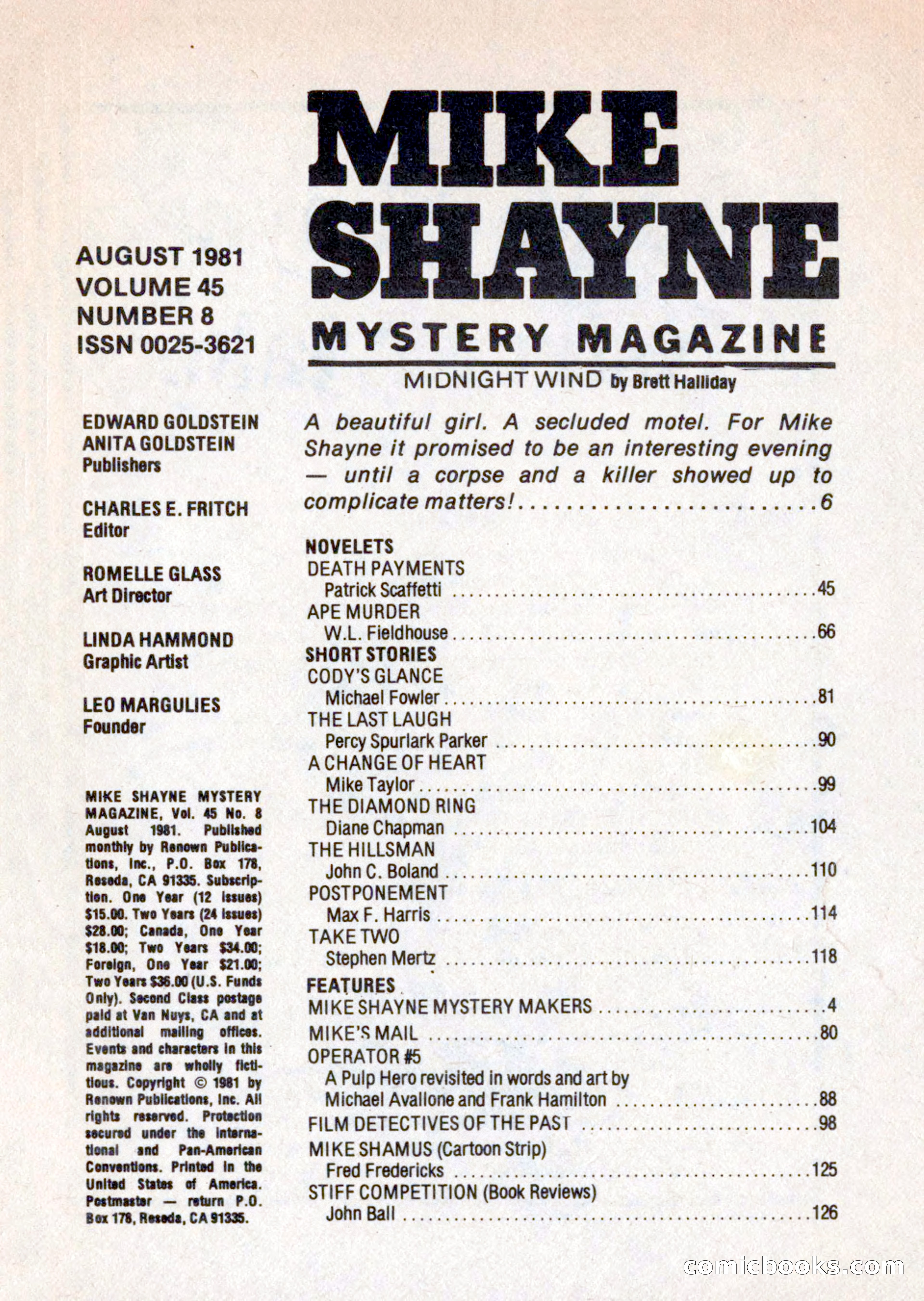 Mike Shayne Mystery Magazine, August 1981 — page 3 of 132