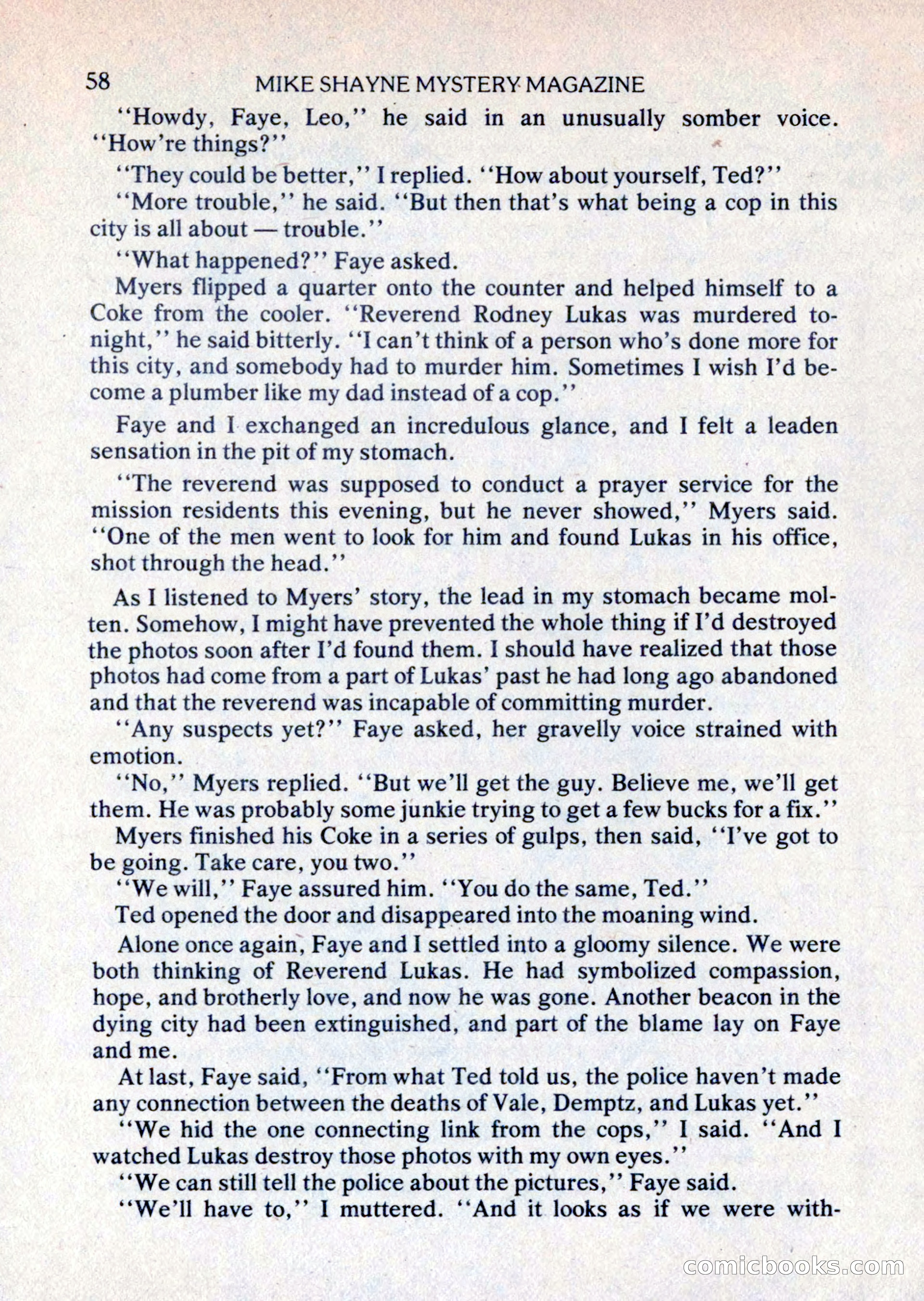 Mike Shayne Mystery Magazine, August 1981 — page 58 of 132