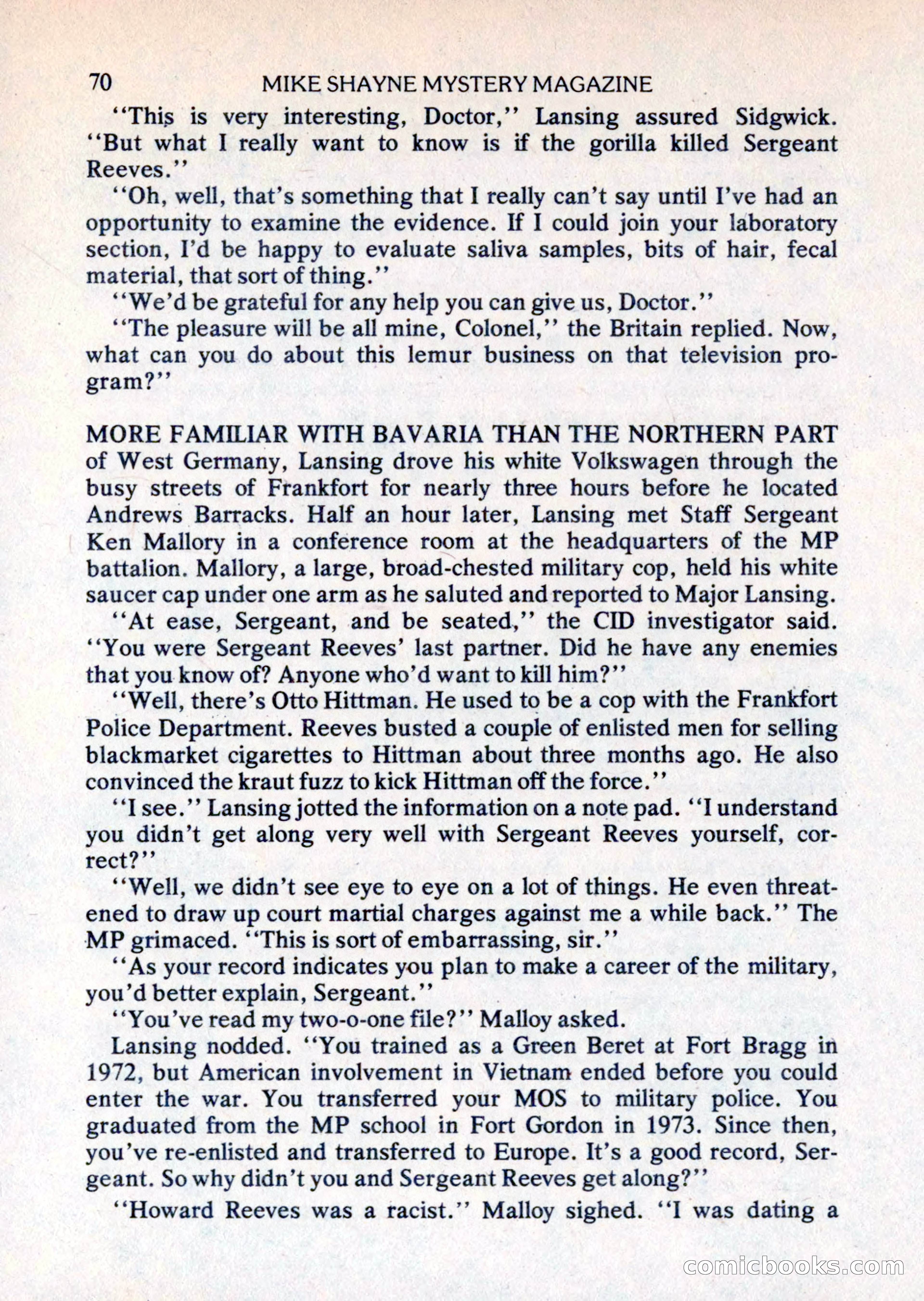 Mike Shayne Mystery Magazine, August 1981 — page 70 of 132