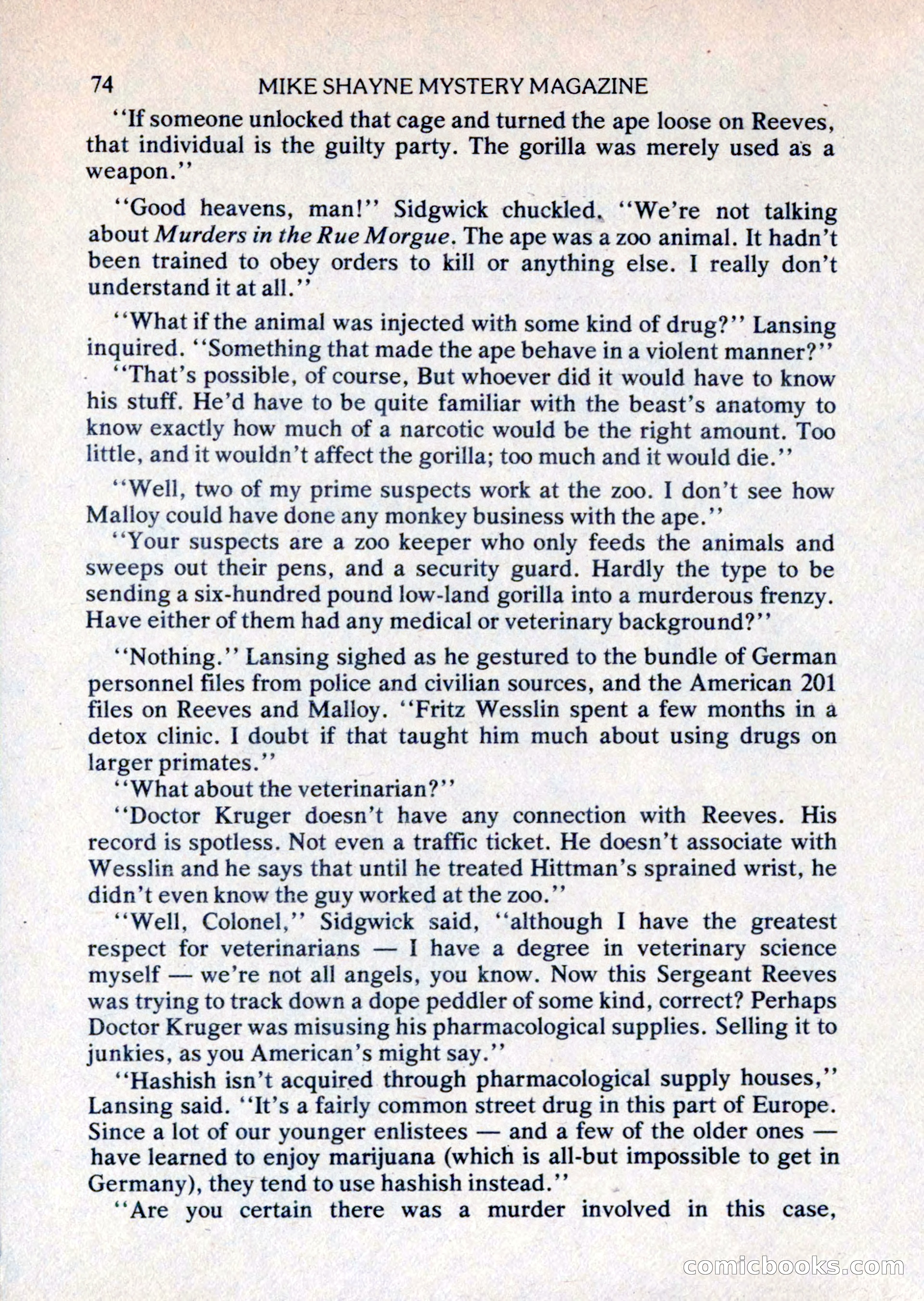 Mike Shayne Mystery Magazine, August 1981 — page 74 of 132