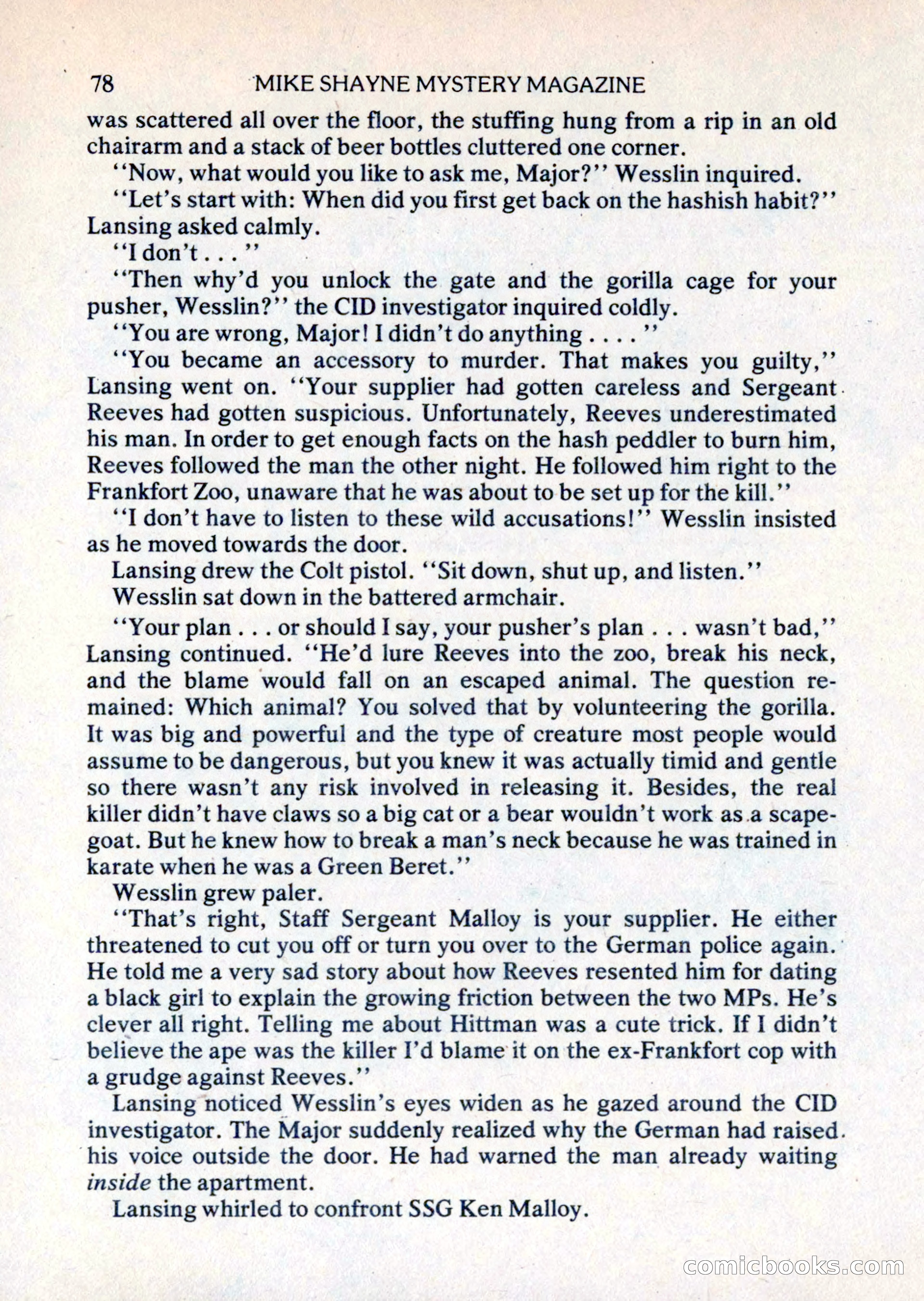Mike Shayne Mystery Magazine, August 1981 — page 78 of 132