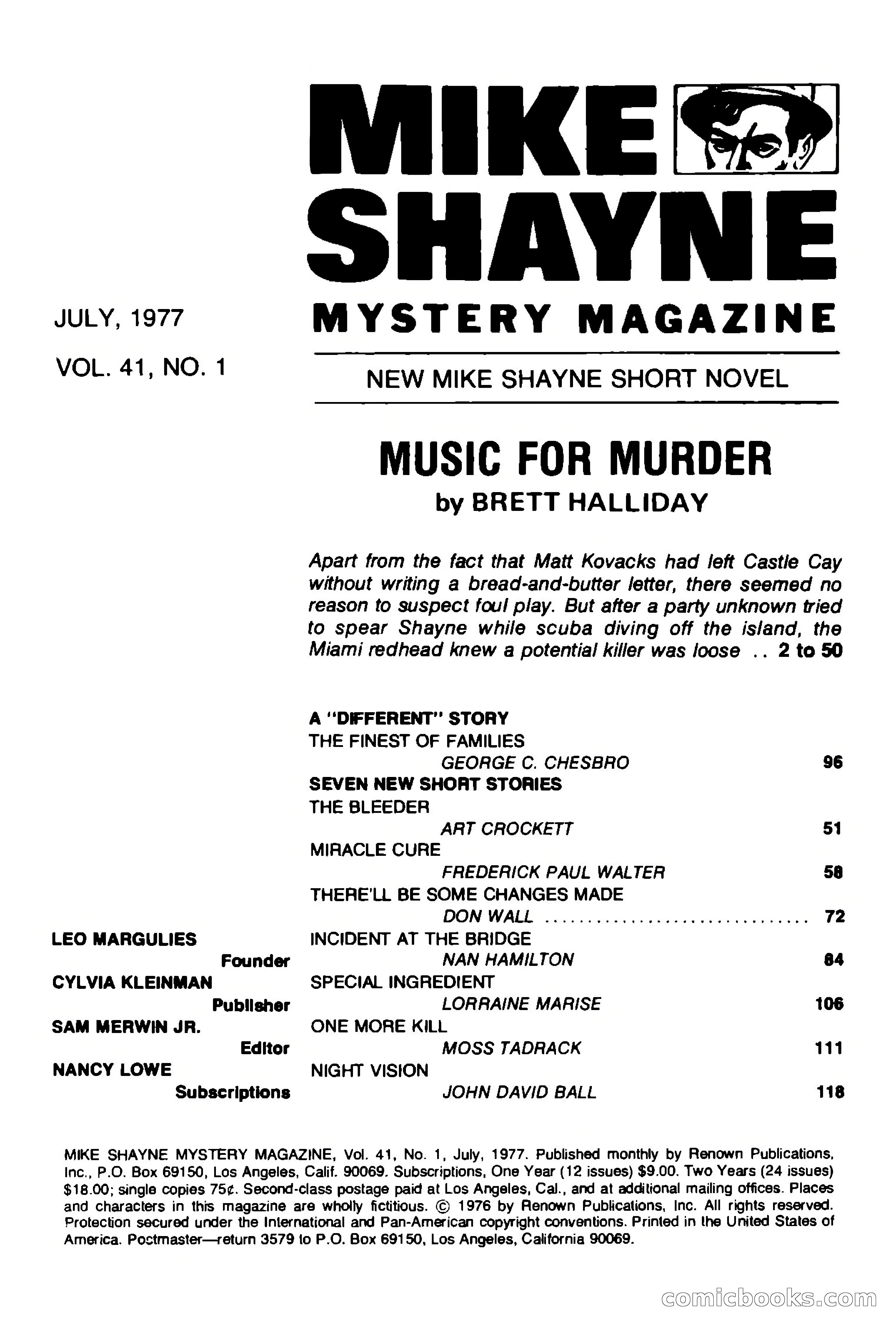 Mike Shayne Mystery Magazine, July 1977 — page 3 of 133