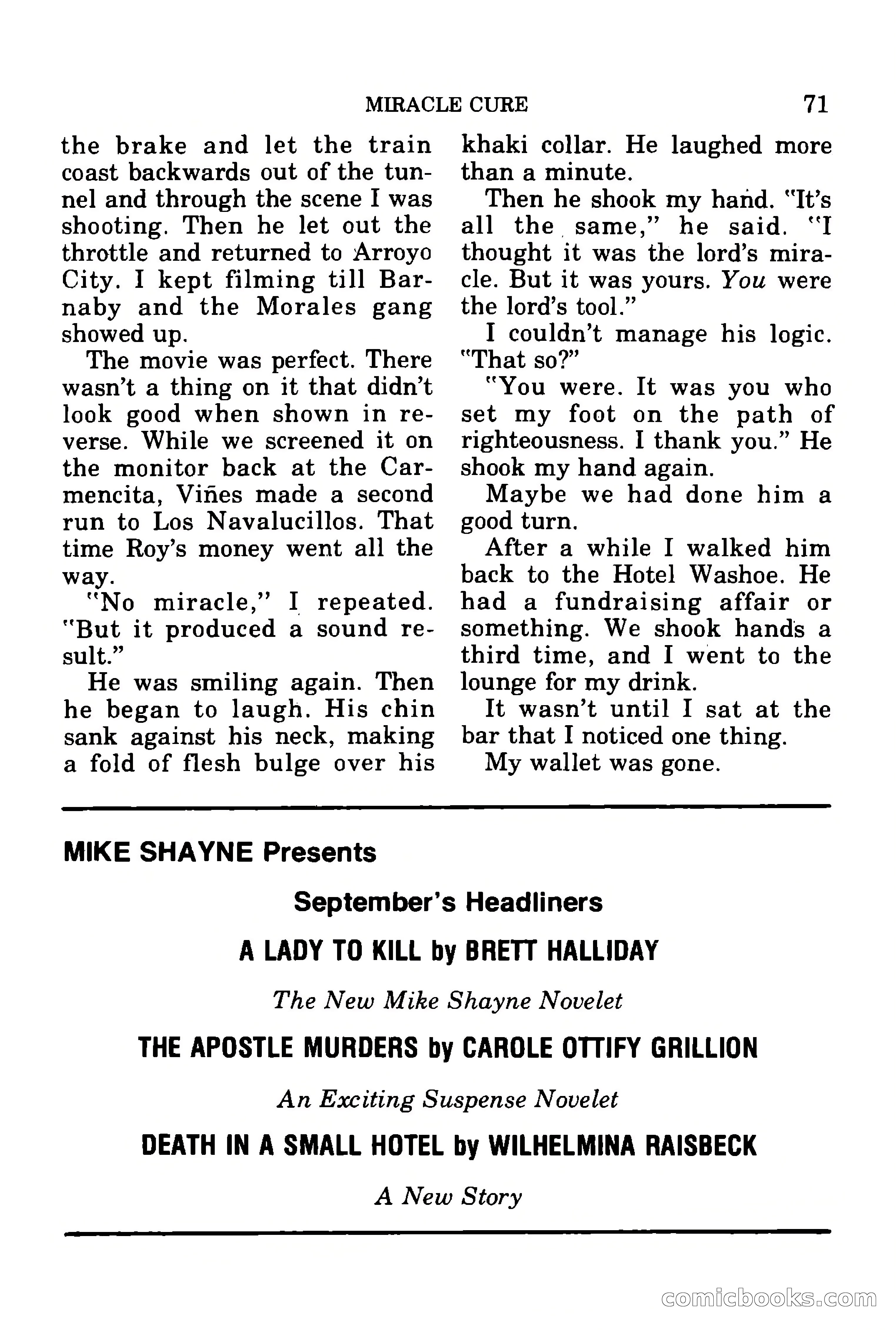 Mike Shayne Mystery Magazine, July 1977 — page 73 of 133